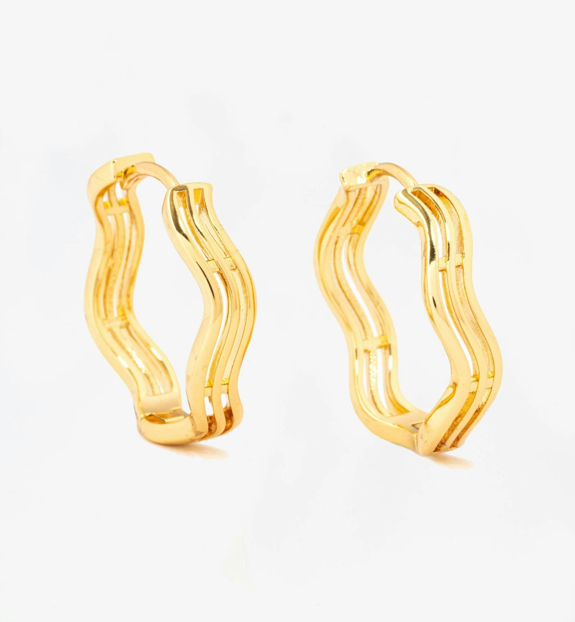 Nami Gold Wave Earrings , view 3 of 6