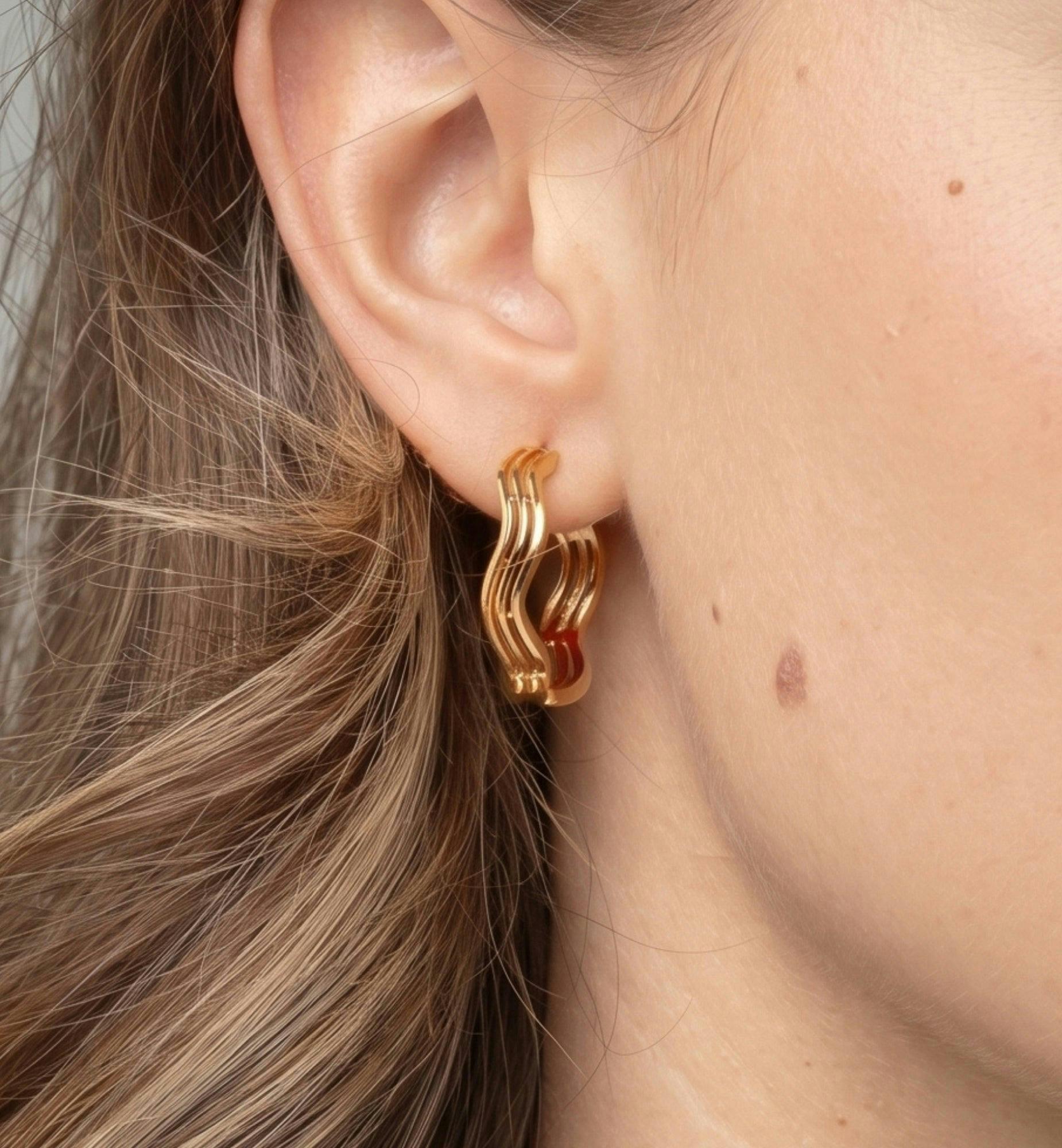 Nami Gold Wave Earrings , view 4 of 6