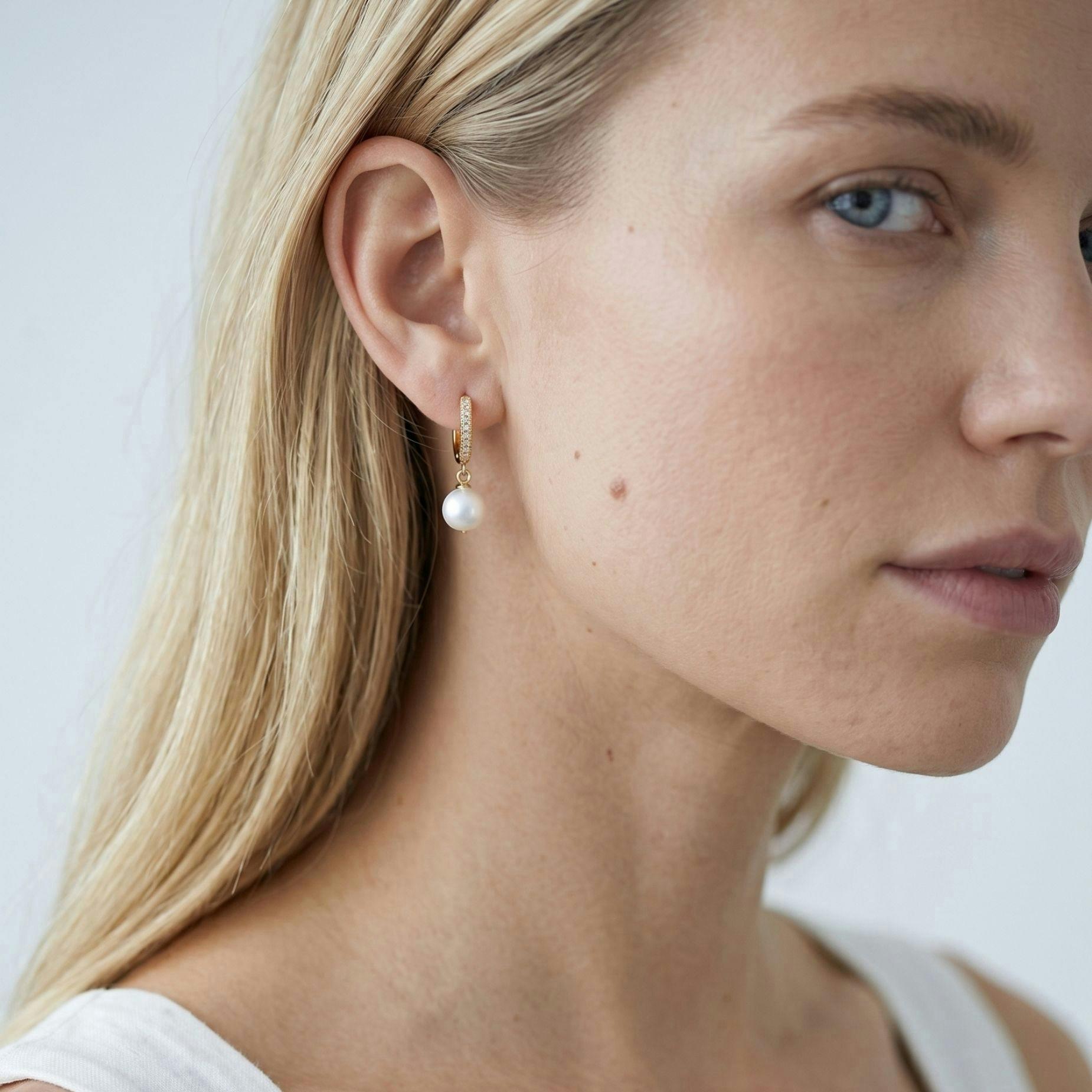 Shinju Gold Pearl Hoops , view 2 of 6