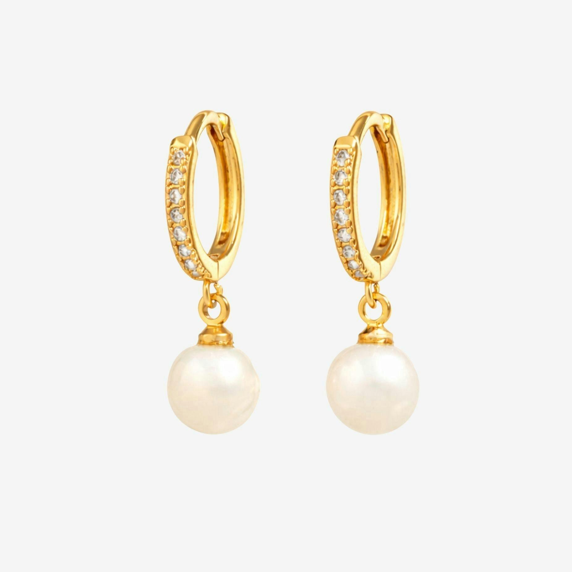 Shinju Gold Pearl Hoops , view 3 of 6