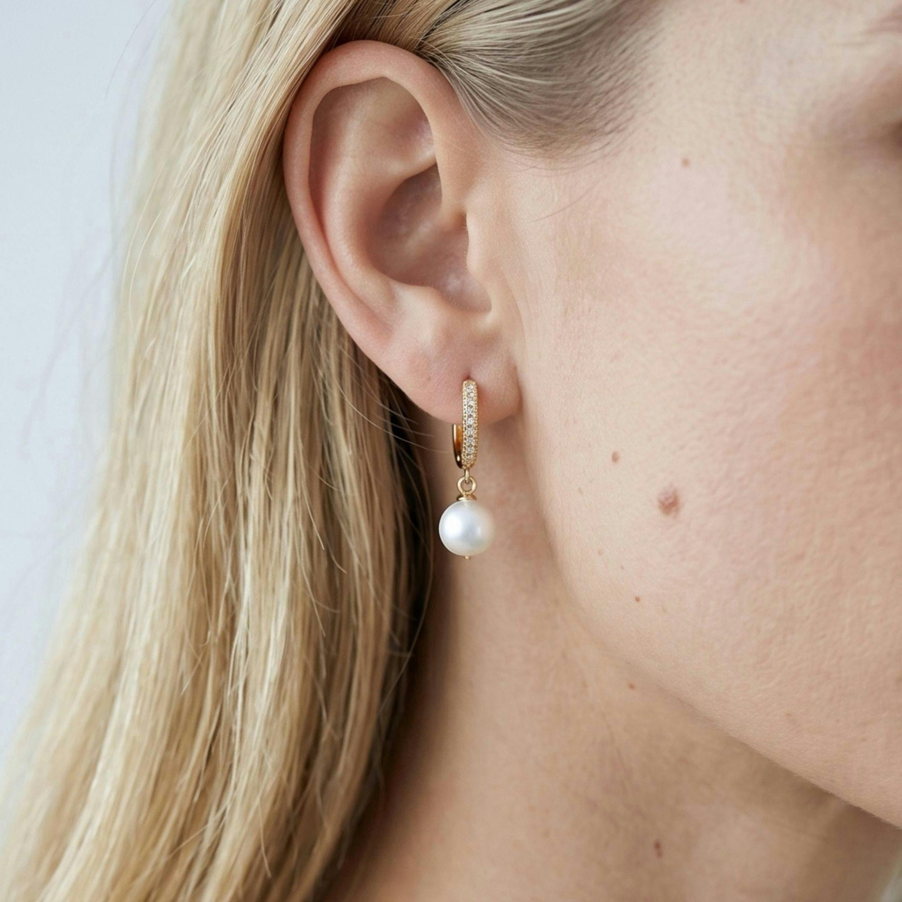 Shinju Gold Pearl Hoops , view 4 of 6
