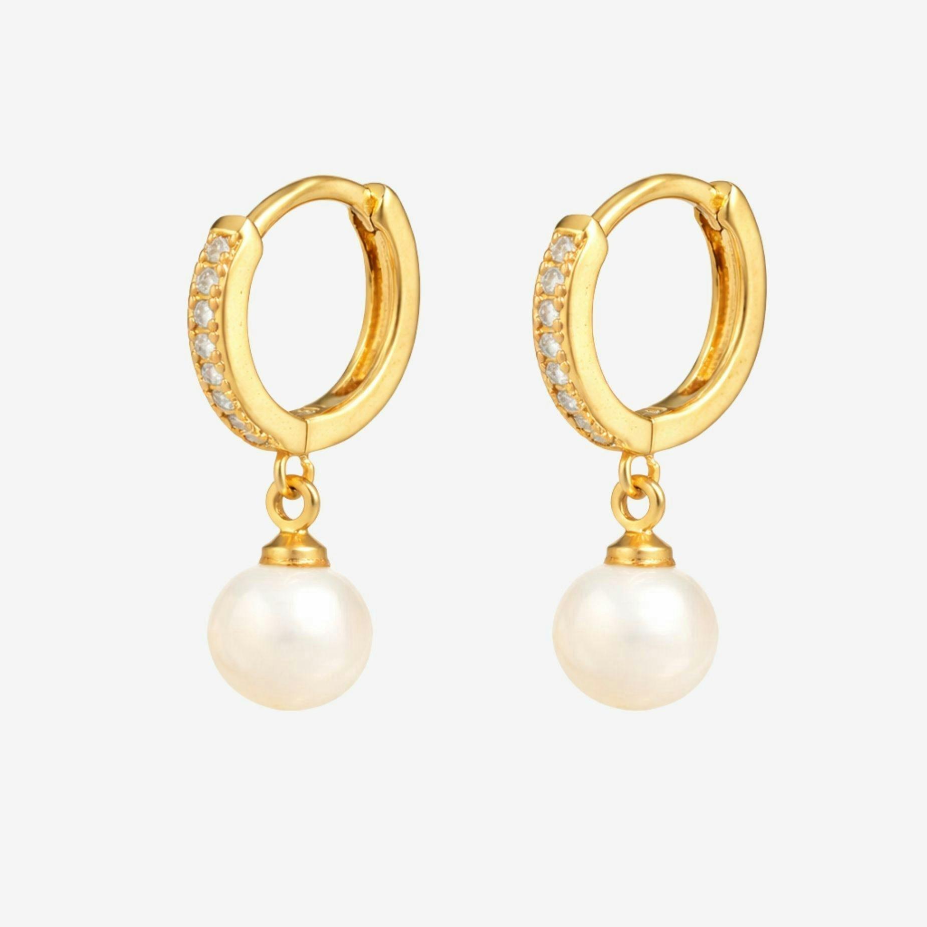 Shinju Gold Pearl Hoops , view 5 of 6
