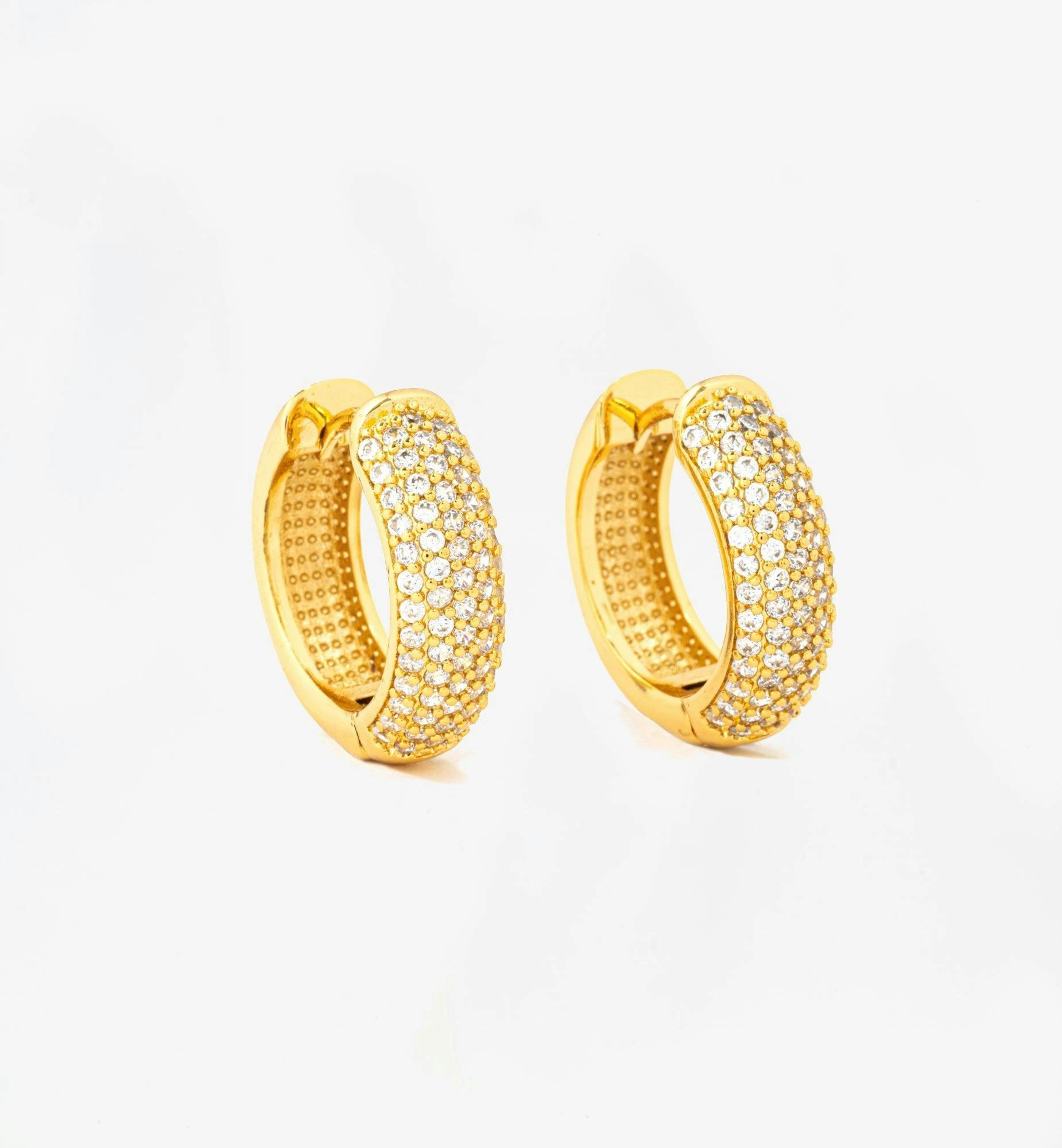 Kin Gold Pave Earrings , view 3 of 5