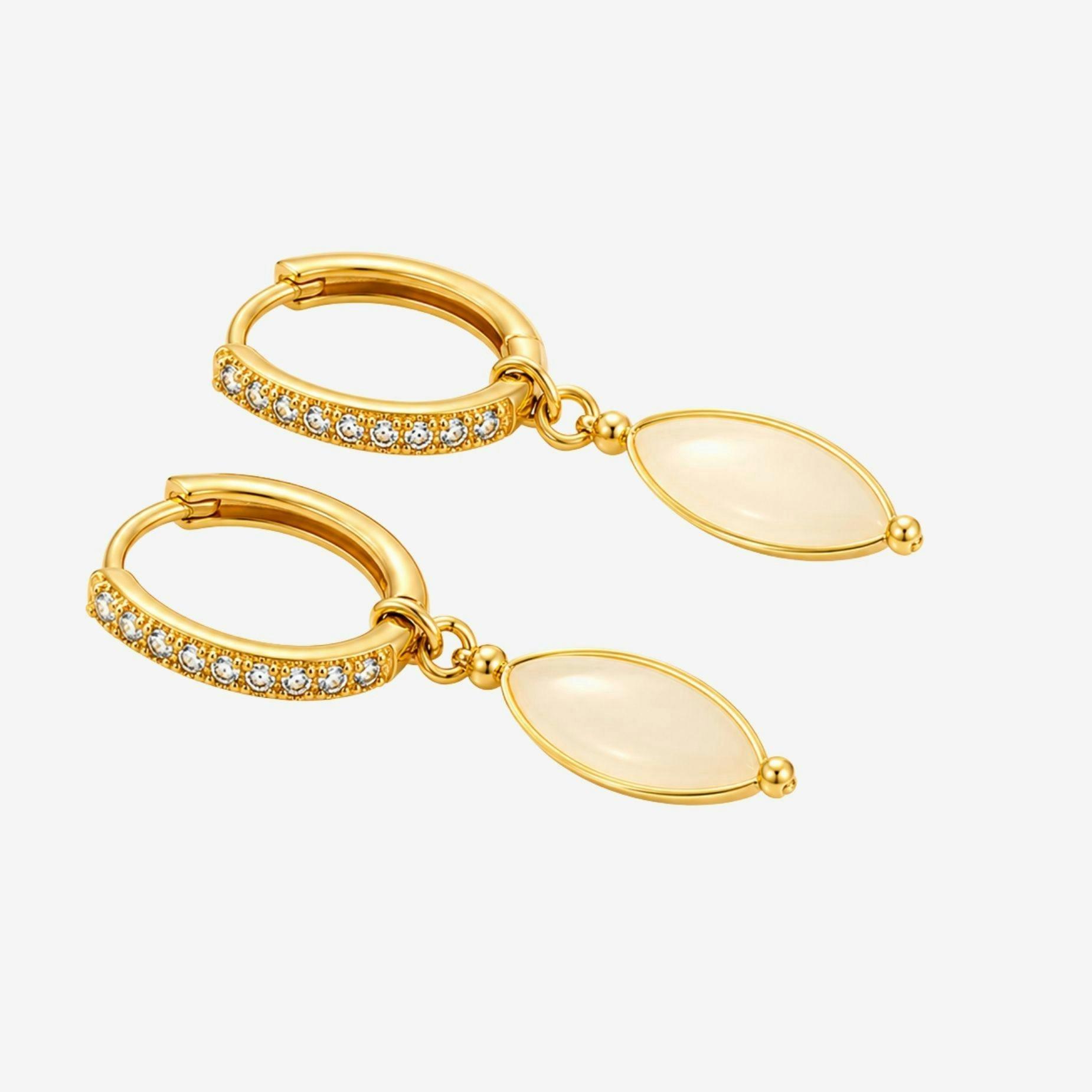 Nekomeishi Cream Cats Eye Earrings , view 3 of 5