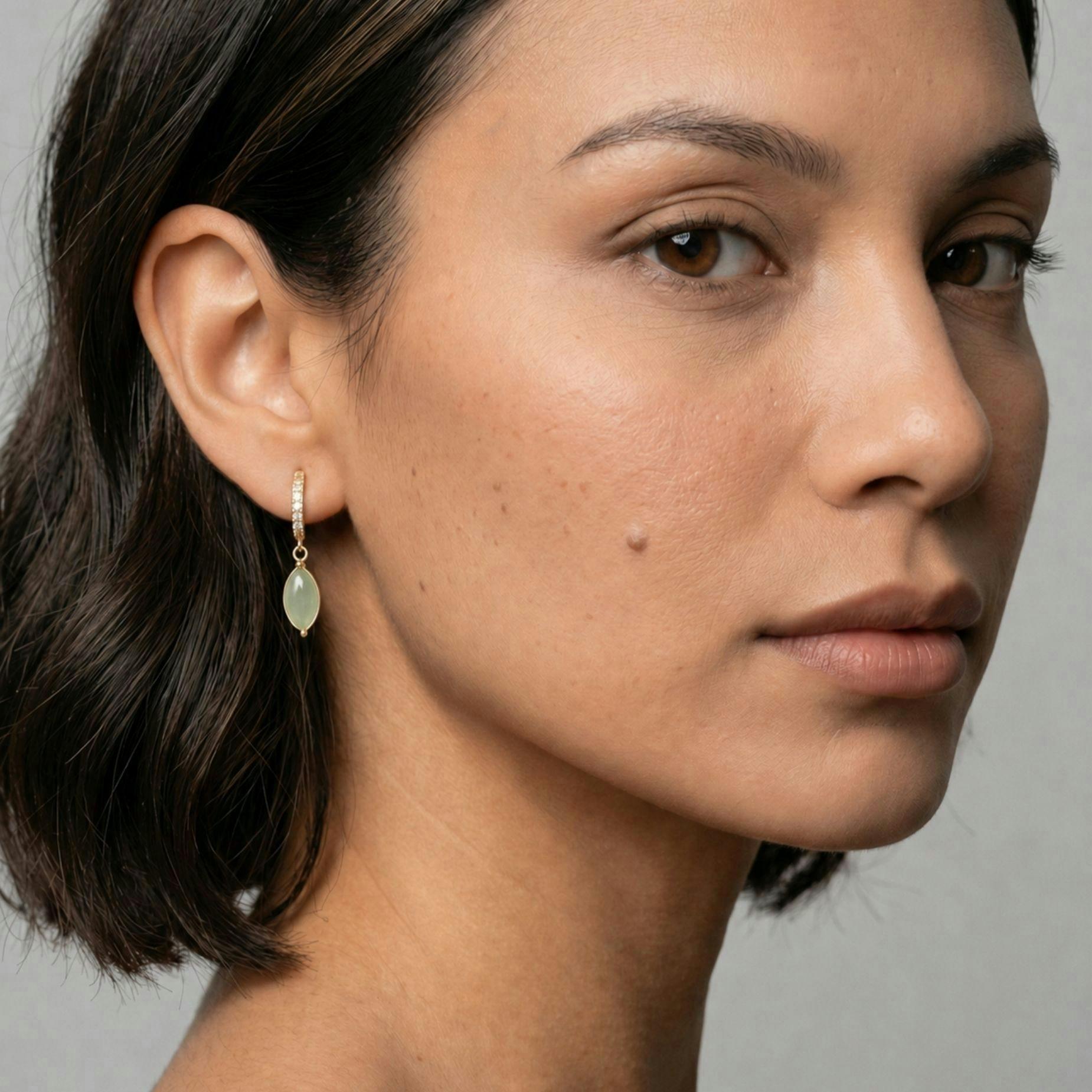 Nekomeishi Green Cats Eye Earrings , view 2 of 5