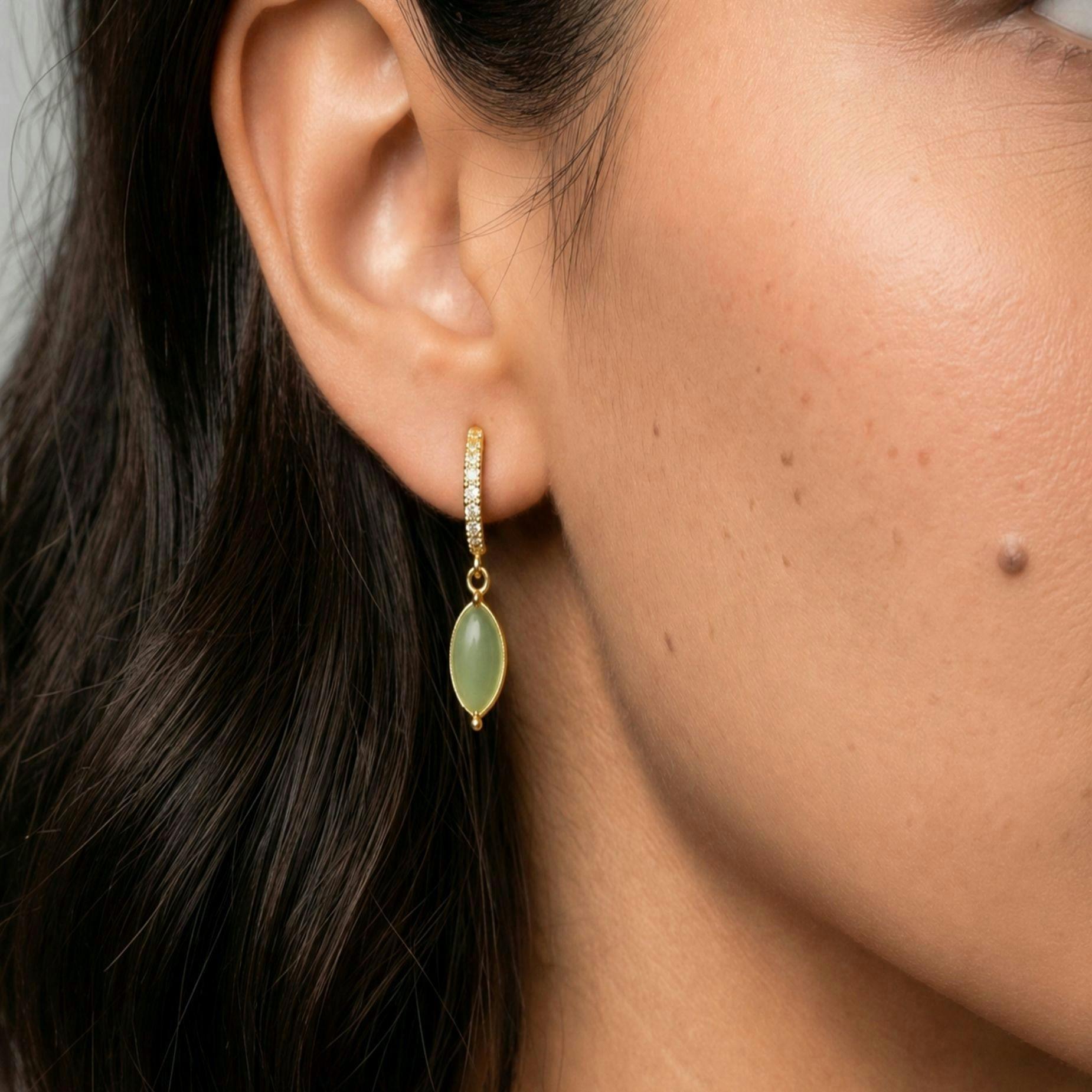 Nekomeishi Green Cats Eye Earrings , view 4 of 5