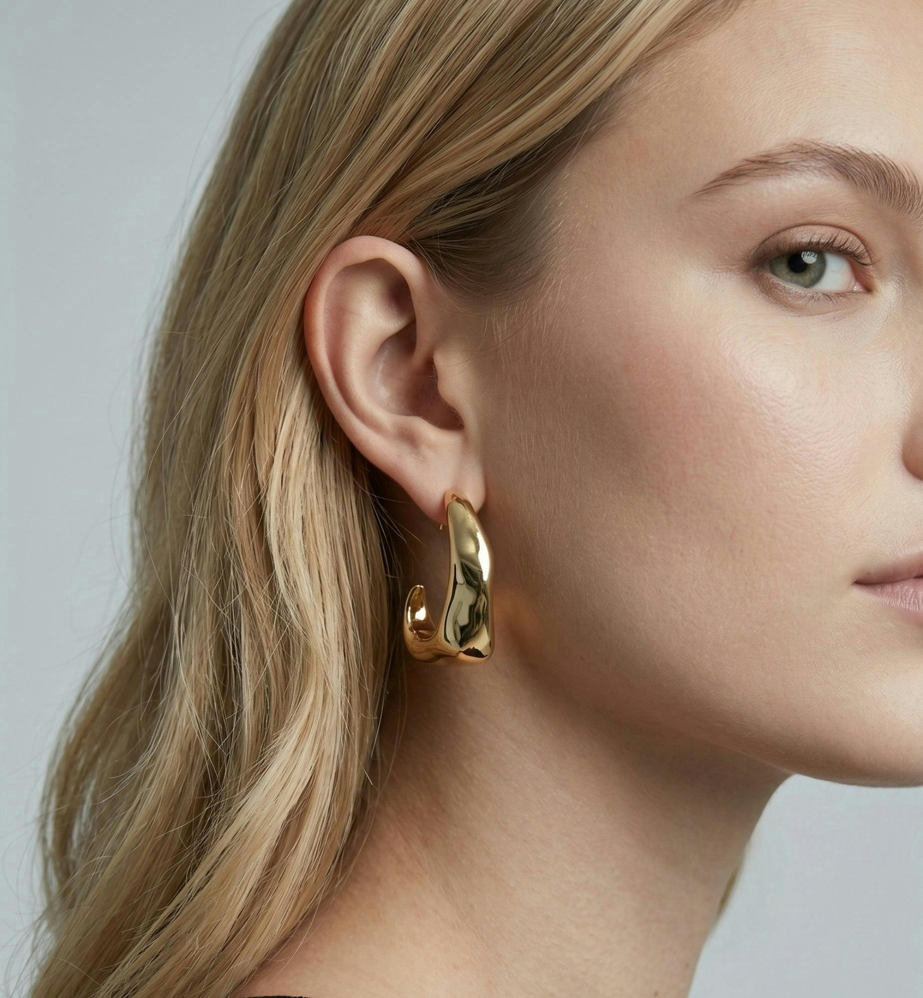 Nami Gold Hammered Earrings , view 2 of 5