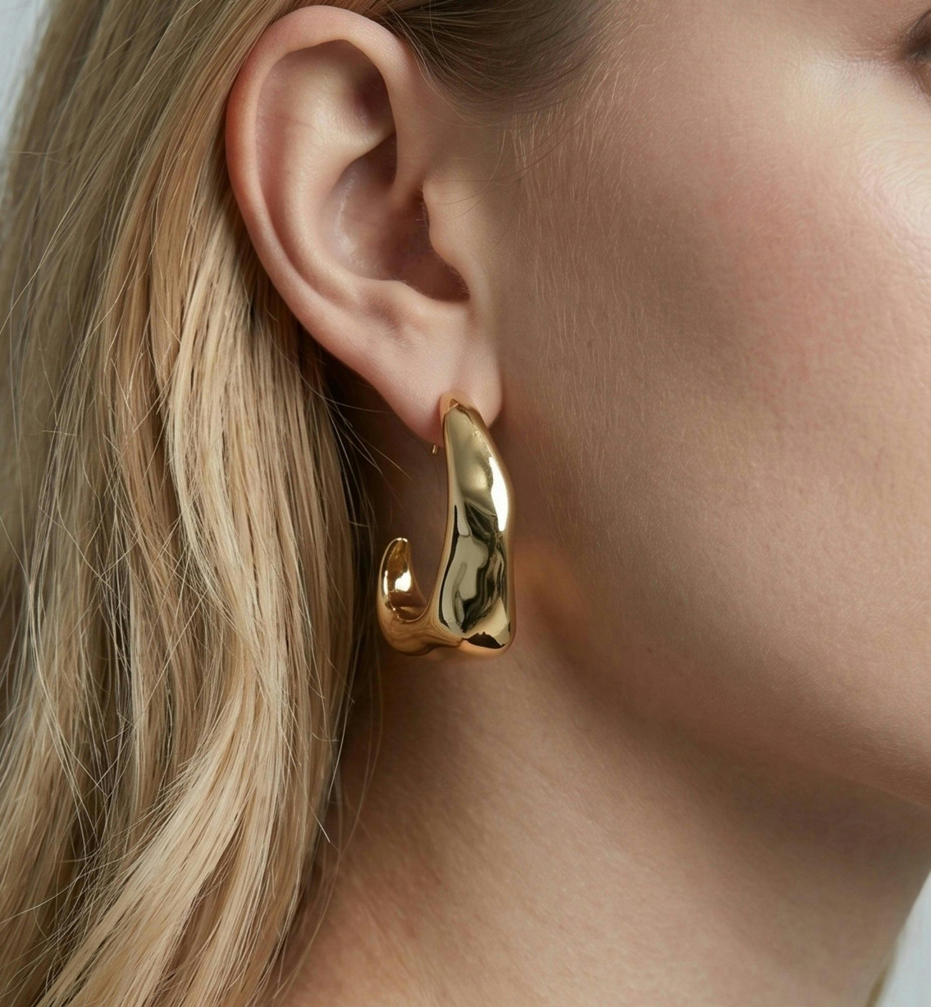 Nami Gold Hammered Earrings , view 4 of 5