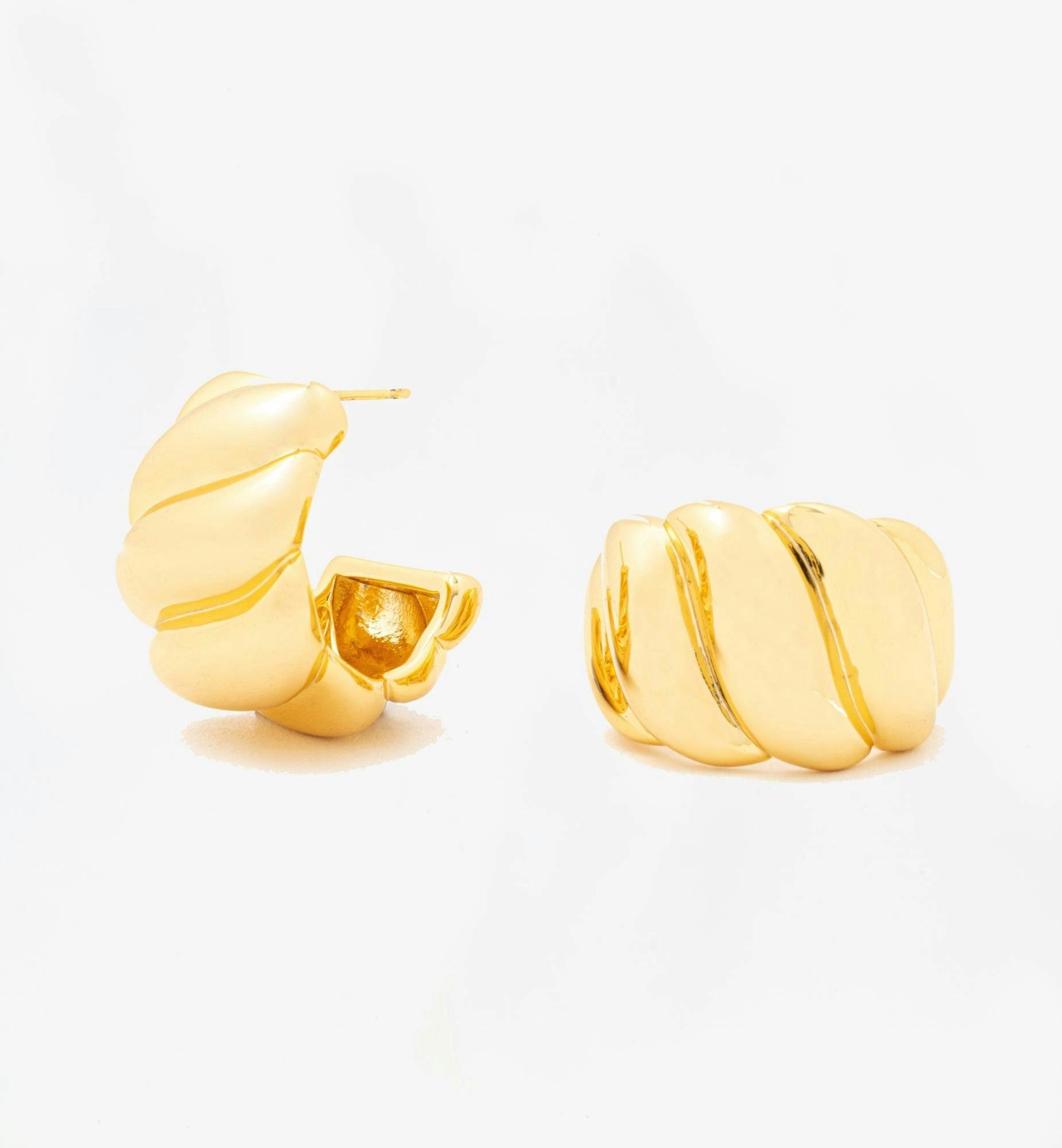 Chunky Gold Wave Earrings , view 3 of 5