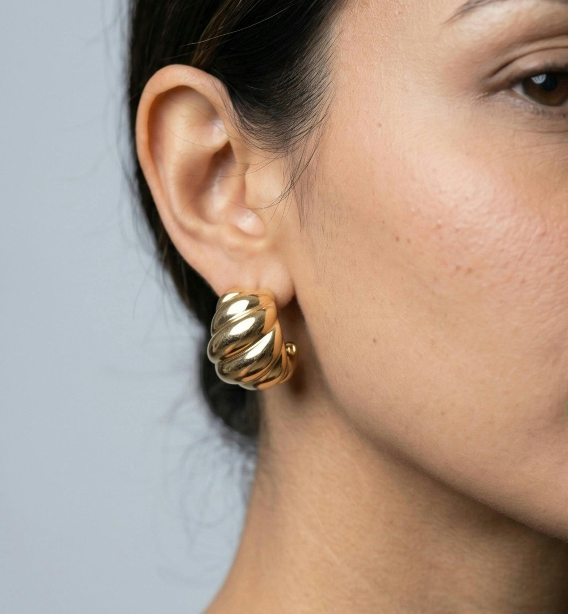 Chunky Gold Wave Earrings , view 4 of 5