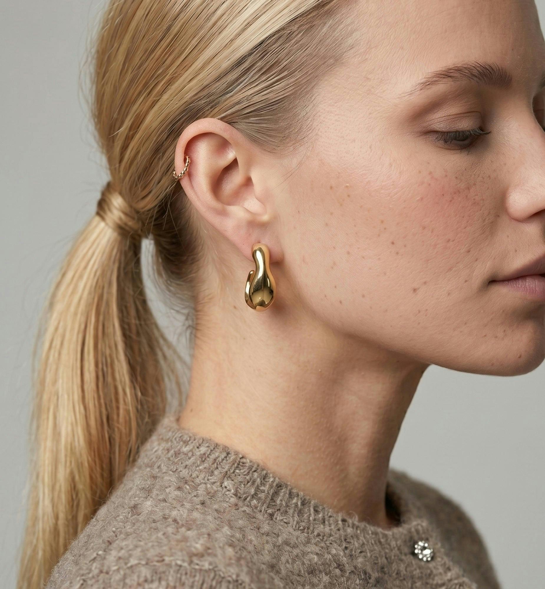 Nami Gold Wave Hoops , view 2 of 5