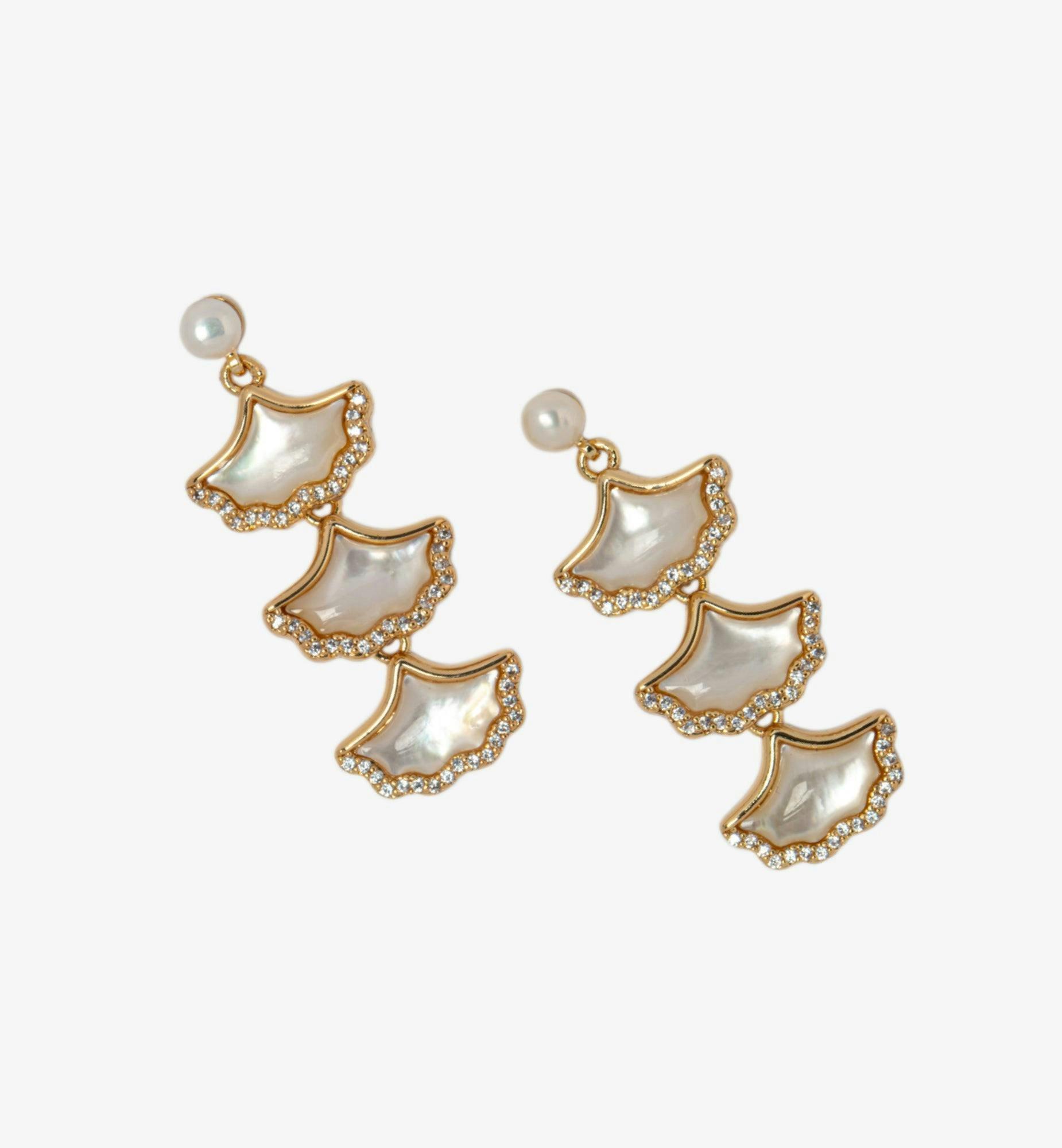Gingko Gold Shell Earrings , view 3 of 5
