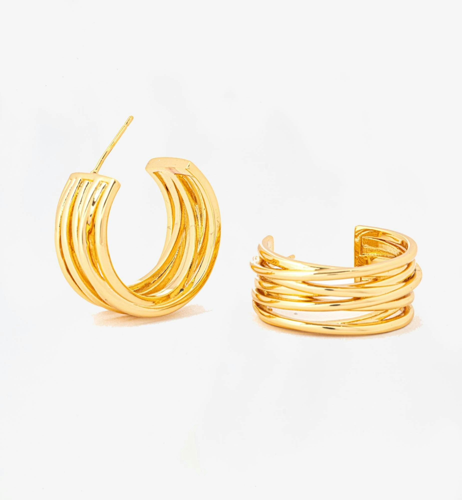 Nami Gold Twist Earrings , view 3 of 6