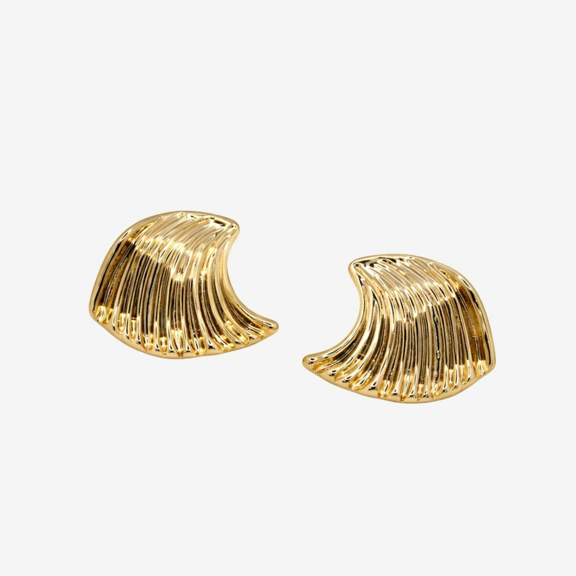 Nami Gold Wave Large Stud Earrings , view 1 of 5
