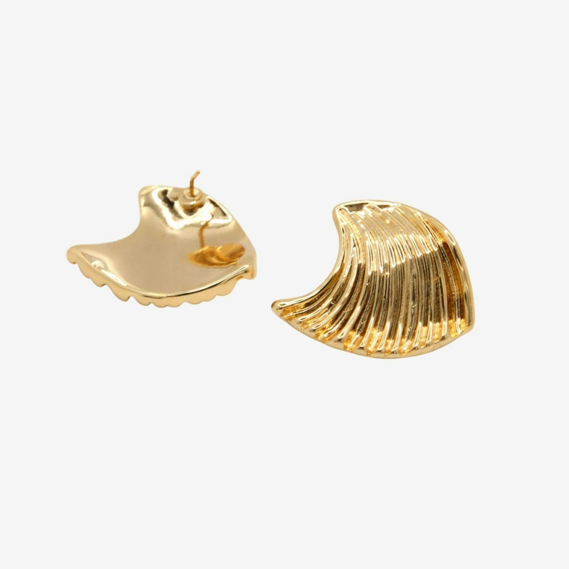 Nami Gold Wave Large Stud Earrings , view 4 of 5