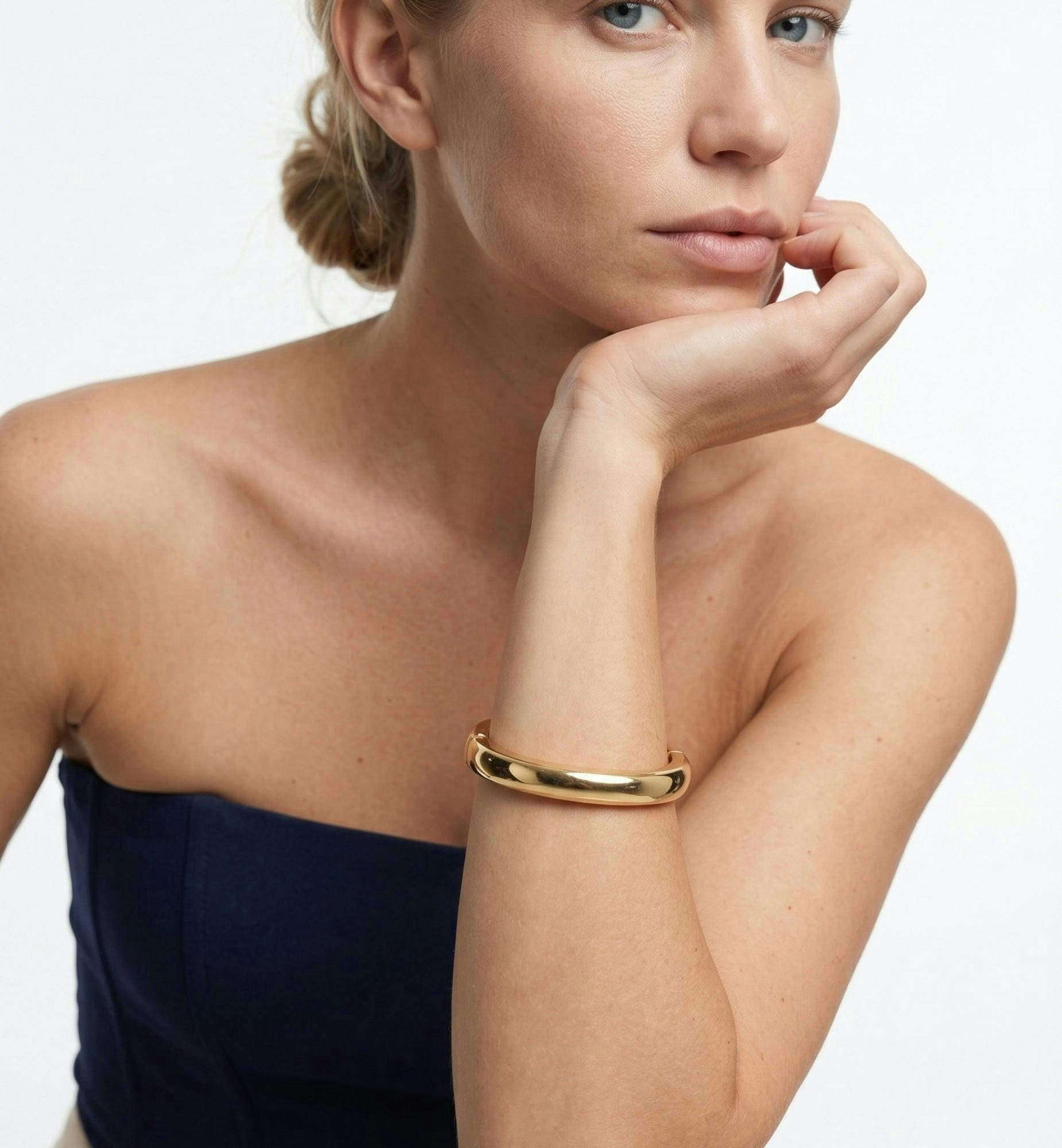 Kin Gold Plain Bangle , view 2 of 5