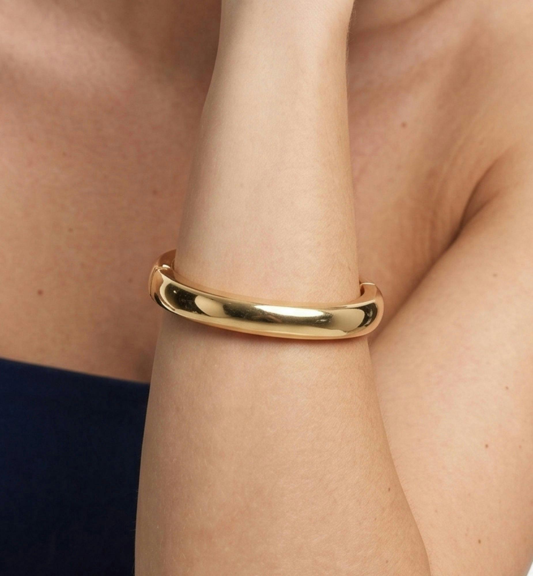 Kin Gold Plain Bangle , view 4 of 5
