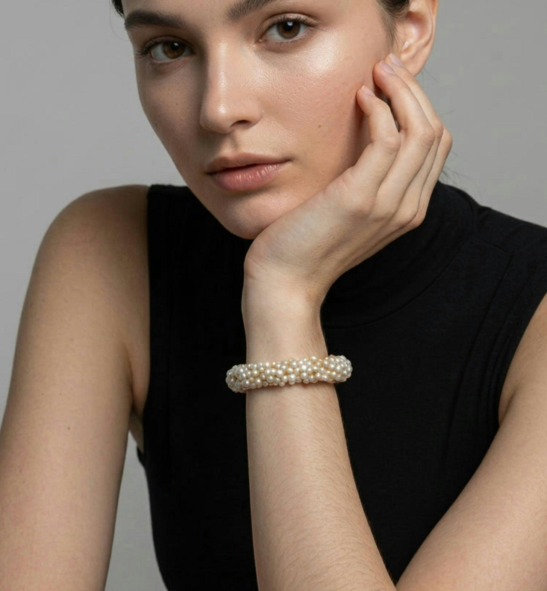 Shinju Gold Chunky Pearl Bangle , view 2 of 5