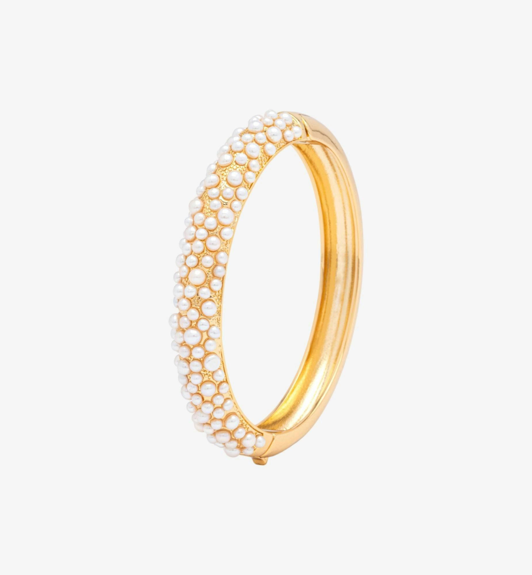Shinju Gold Chunky Pearl Bangle , view 3 of 5