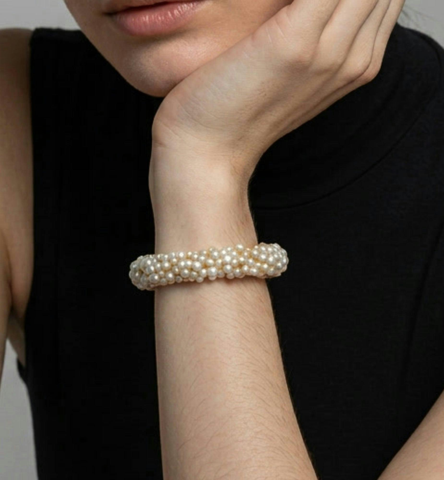 Shinju Gold Chunky Pearl Bangle , view 4 of 5