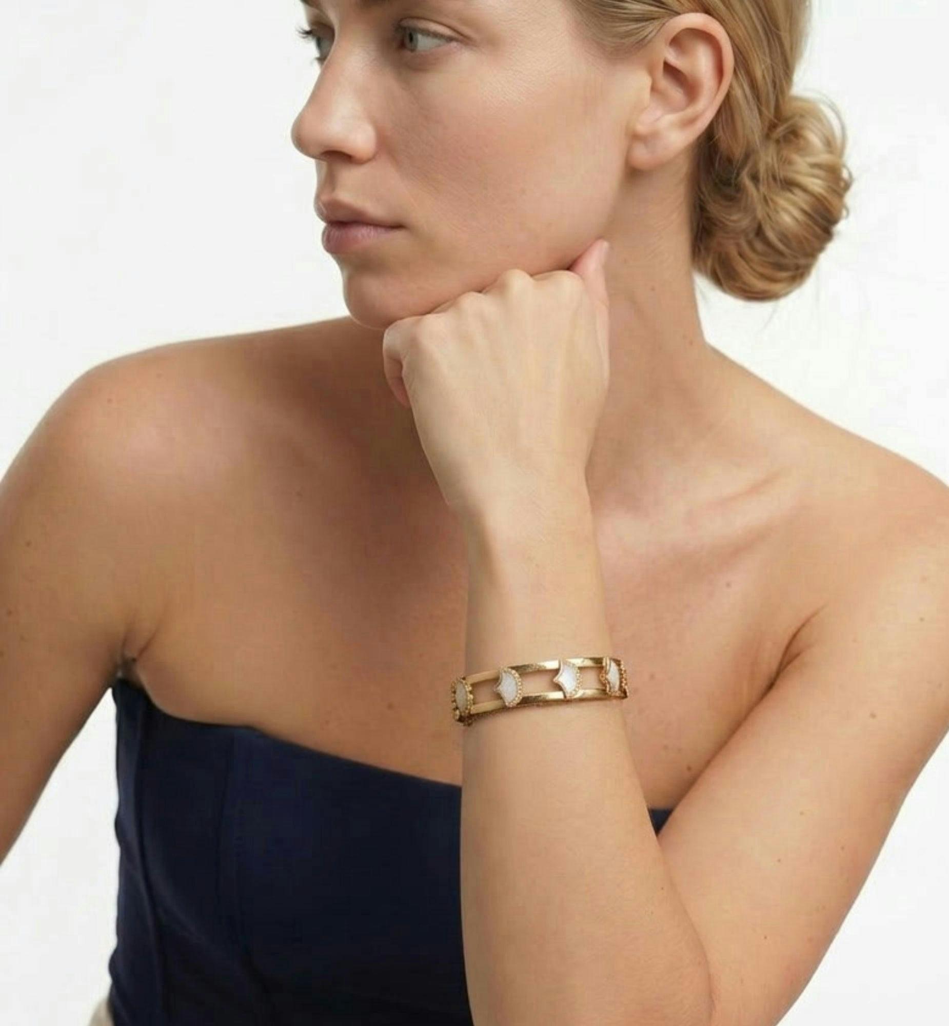 Gingko Gold Shell Bangle , view 2 of 5