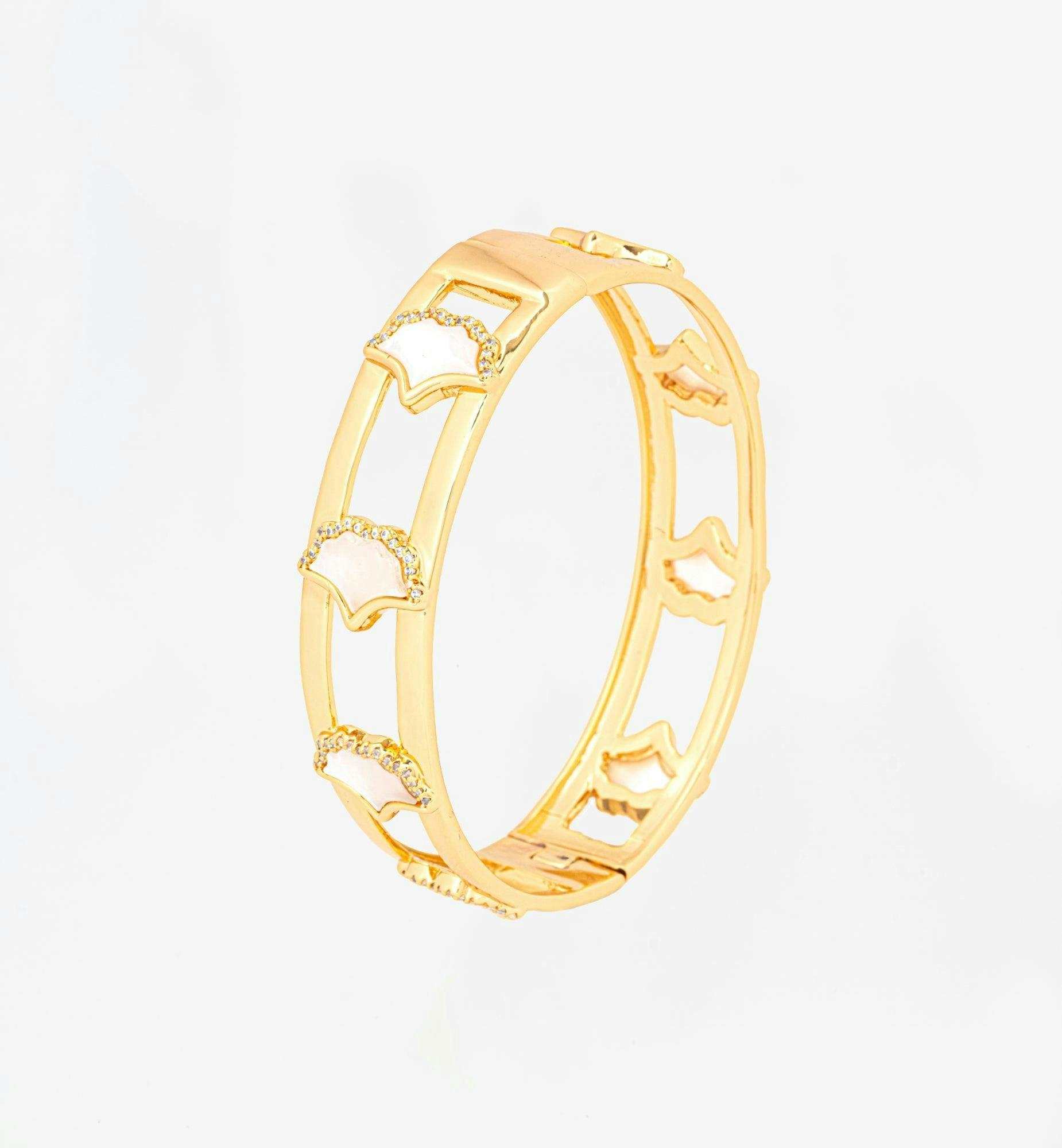 Gingko Gold Shell Bangle , view 3 of 5