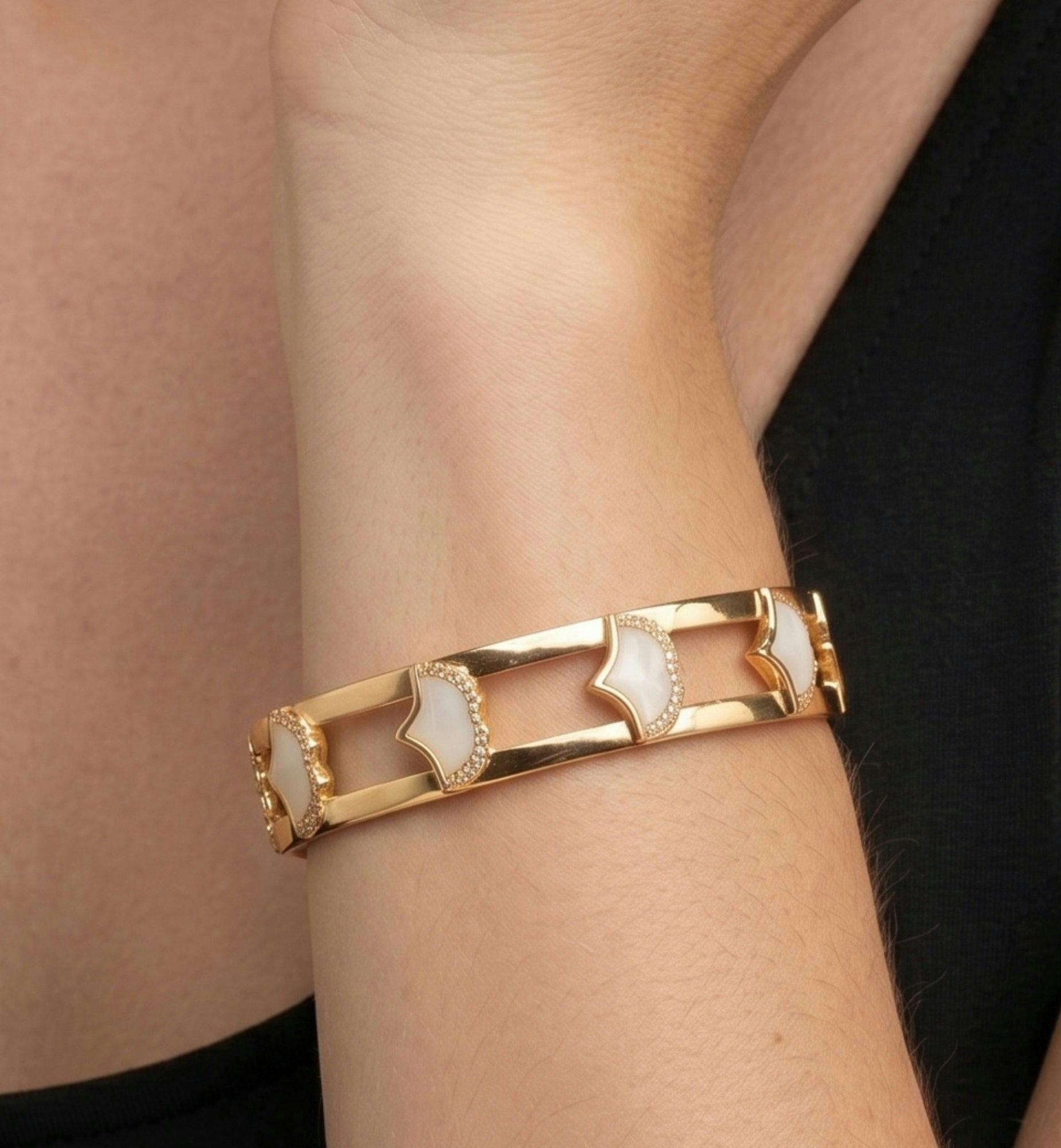 Gingko Gold Shell Bangle , view 4 of 5