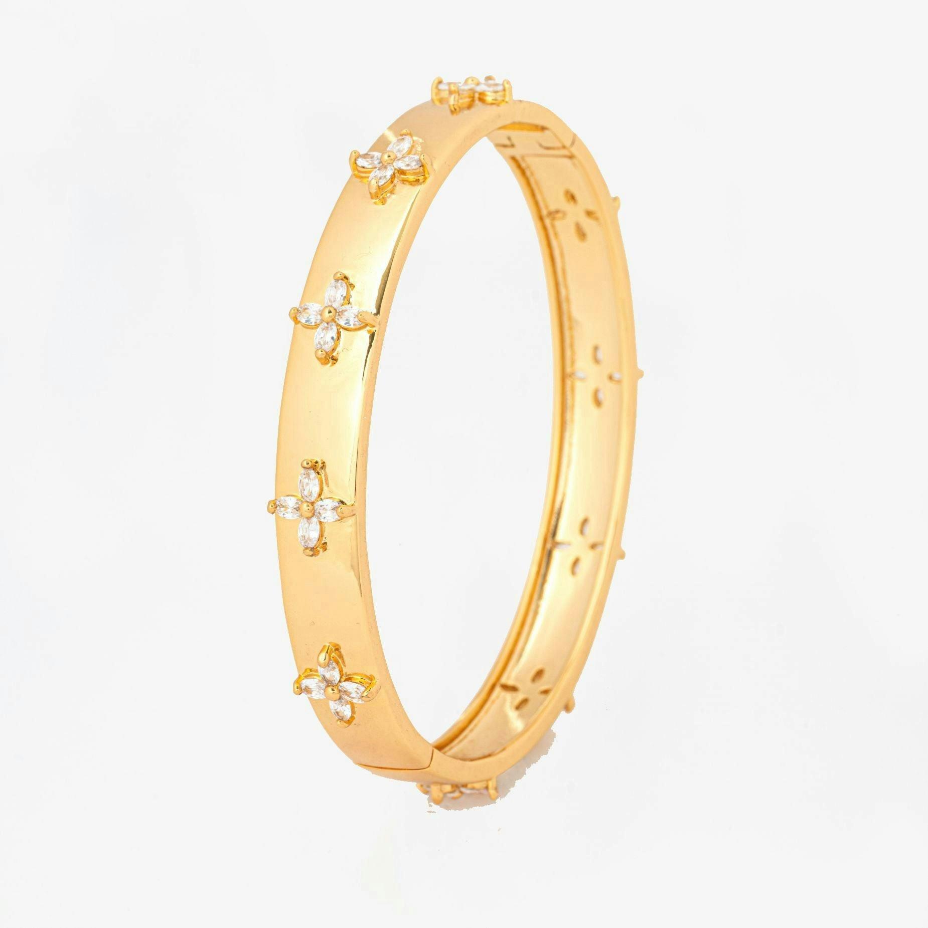 Kinmokusei Gold Bead Floral Bangle , view 4 of 6