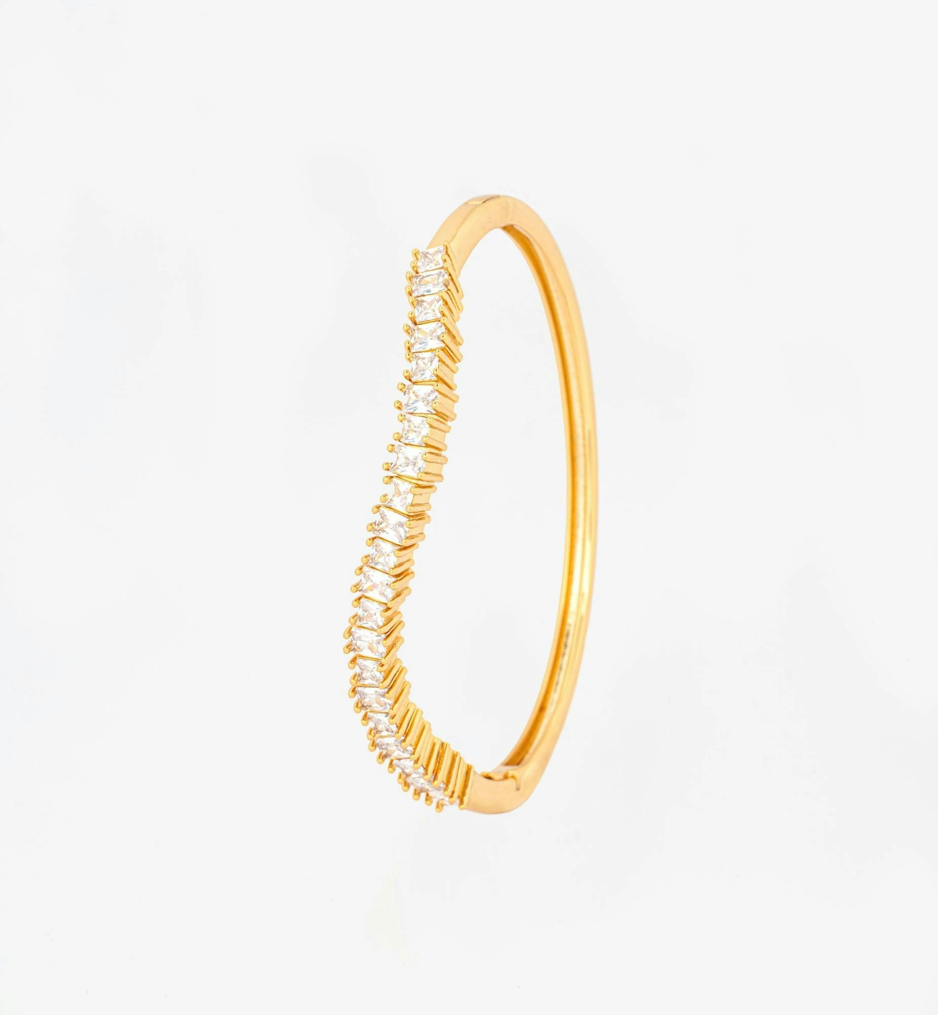 Nami Gold Stone Wave Bangle , view 3 of 5
