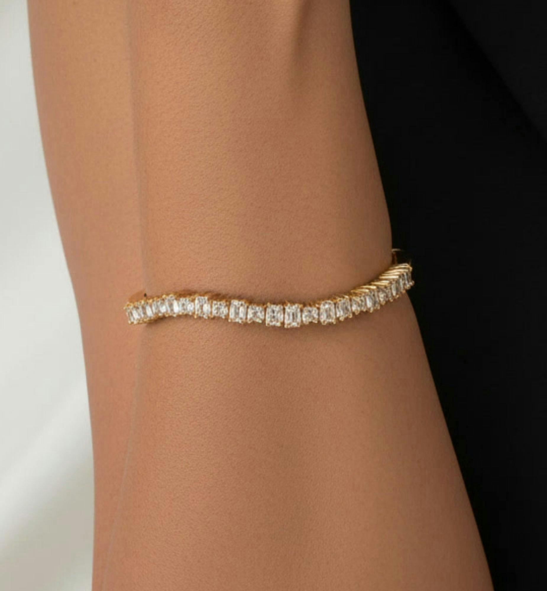 Nami Gold Stone Wave Bangle , view 4 of 5