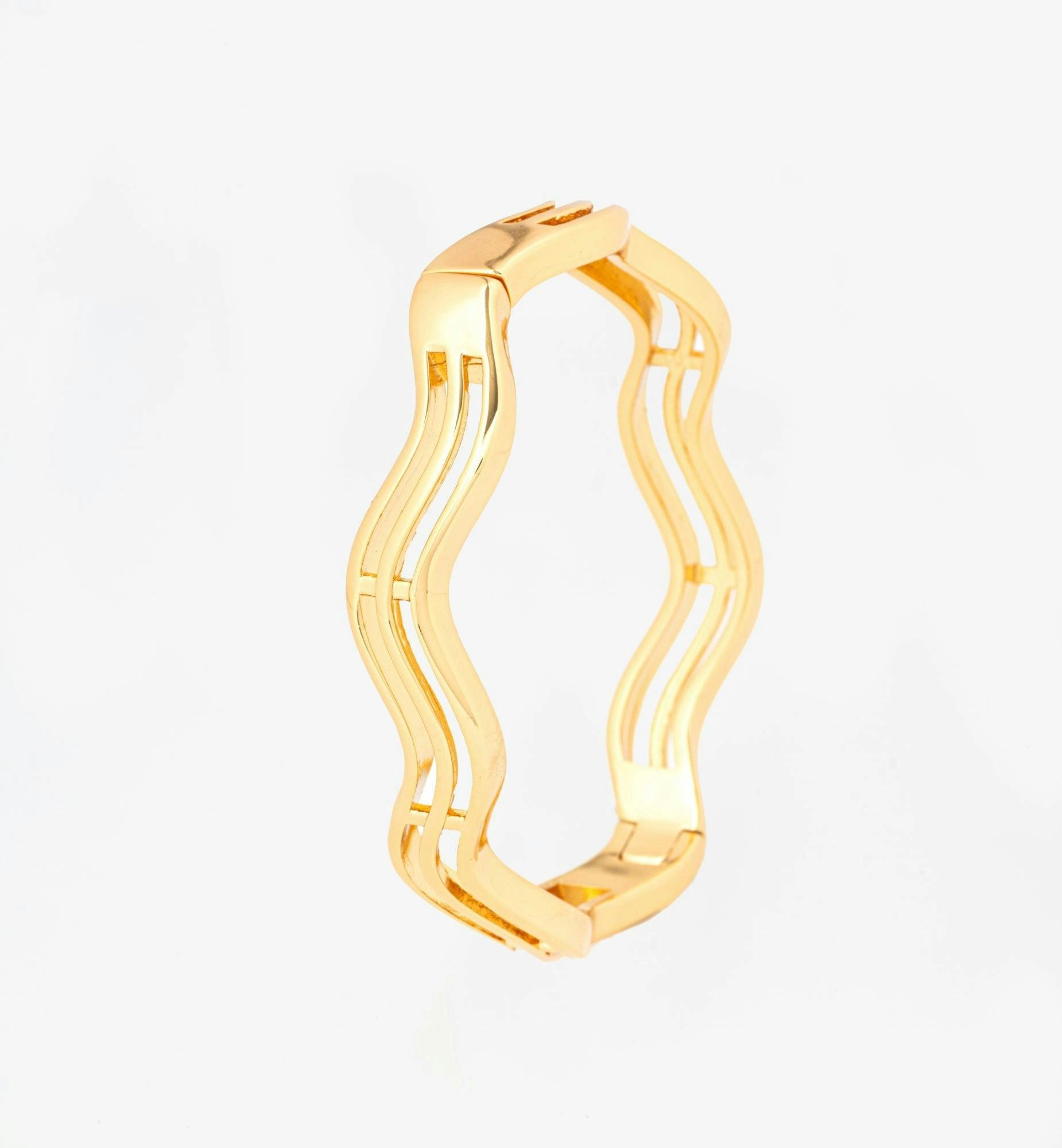 Nami Gold Wave Lines Bangle , view 3 of 6