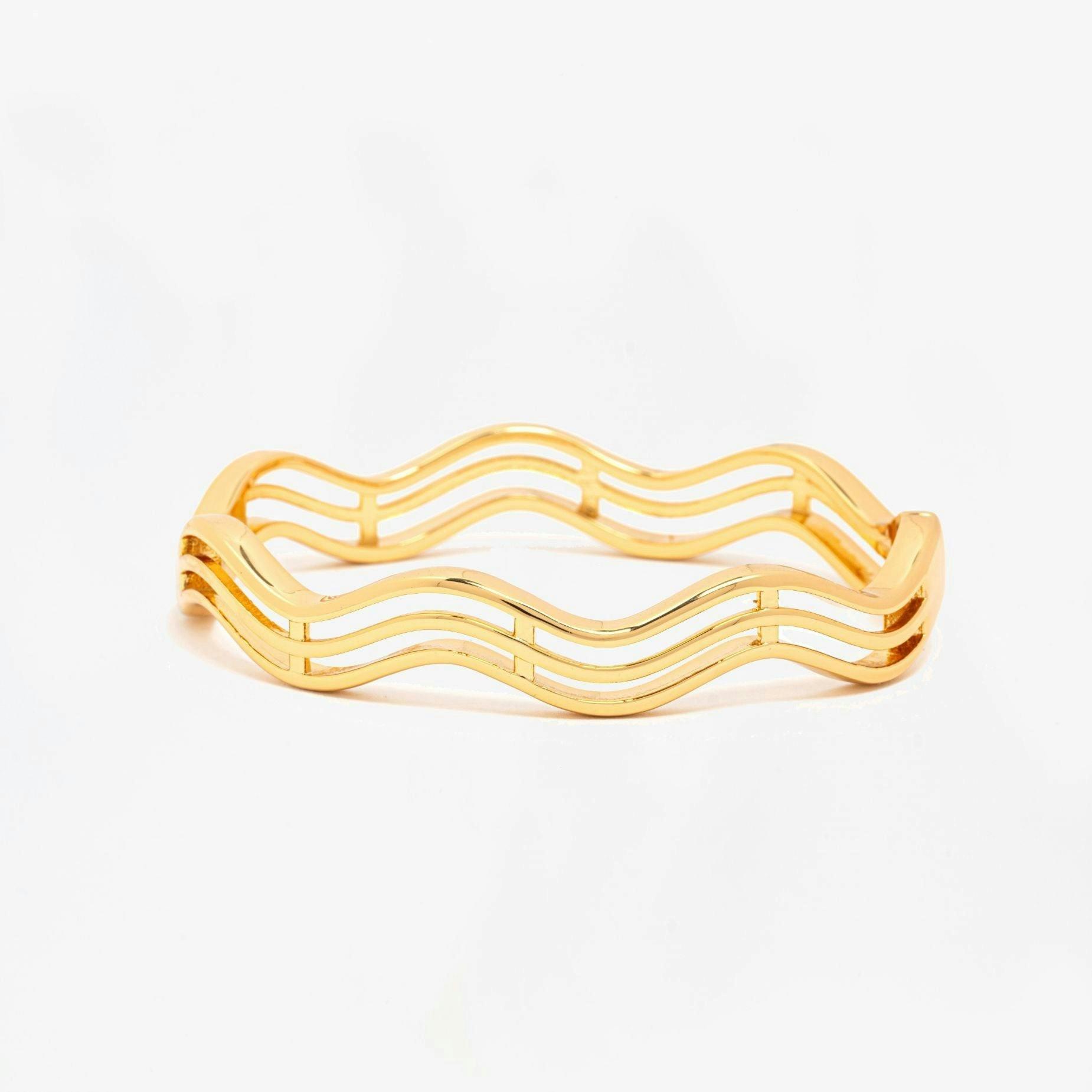 Nami Gold Wave Lines Bangle , view 5 of 6