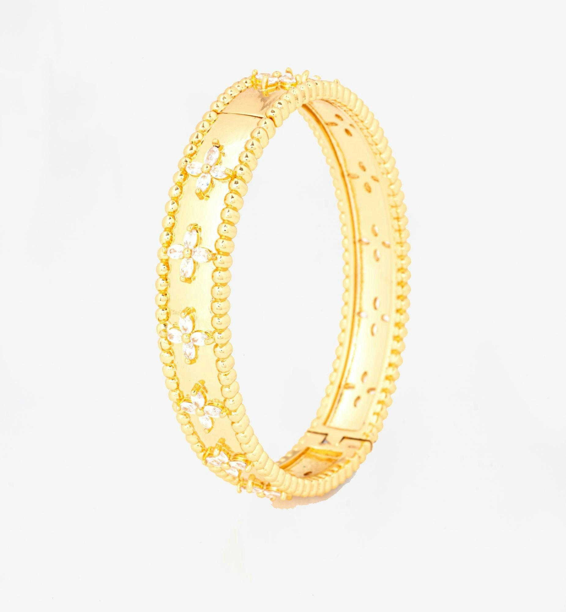 Kinmokusei Gold Flower Beaded Bangle , view 3 of 6