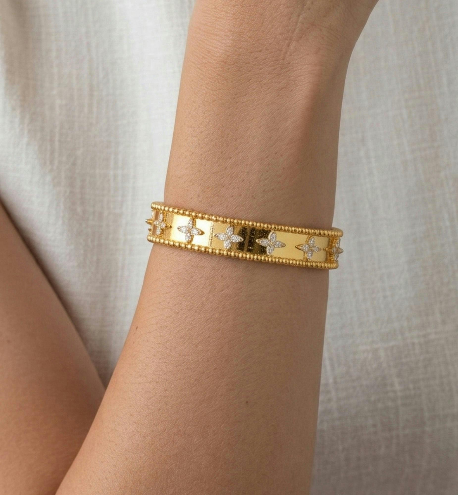 Kinmokusei Gold Flower Beaded Bangle , view 4 of 6