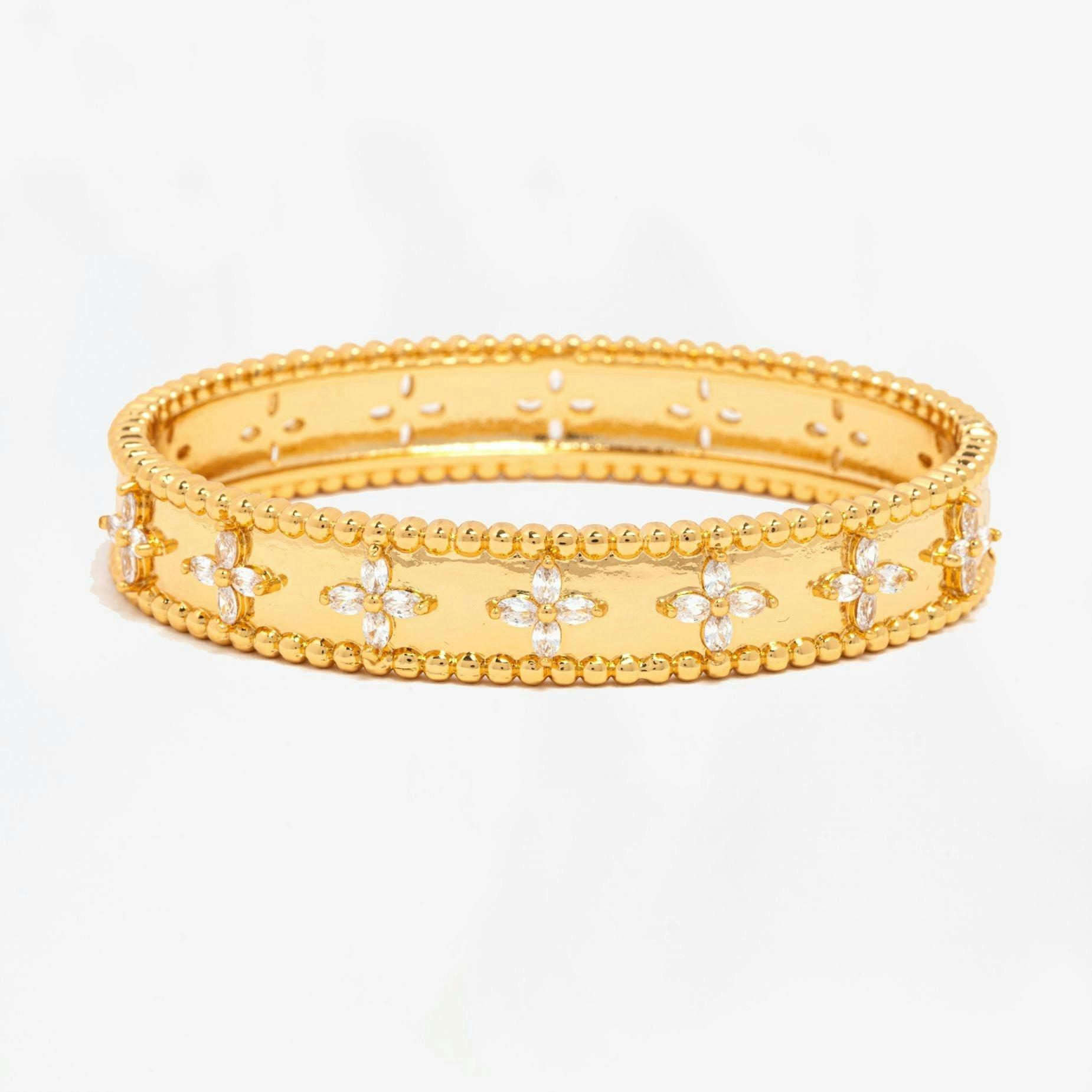 Kinmokusei Gold Flower Beaded Bangle , view 6 of 6