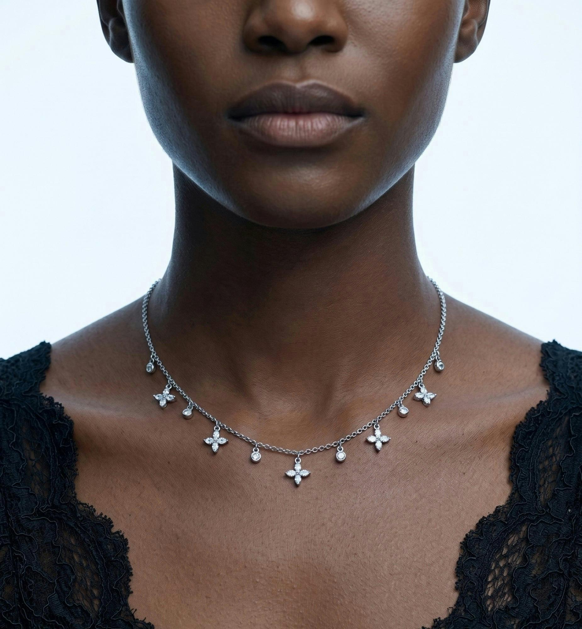 Kinmokusei Silver Floral Necklace , view 2 of 6