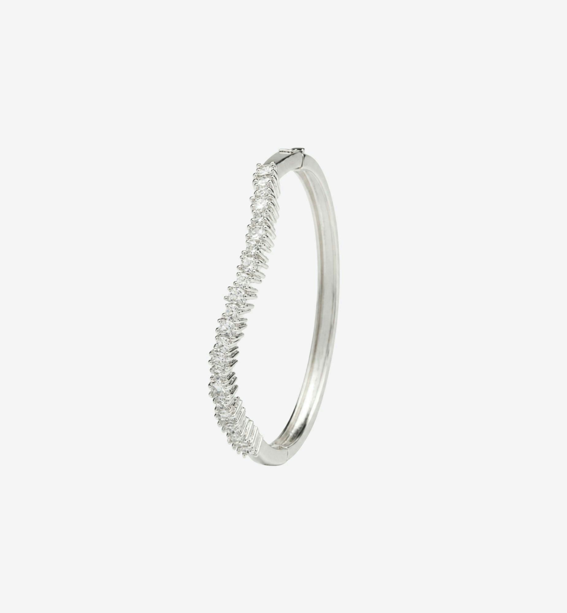 Nami Silver Stone Wave Bangle , view 3 of 5