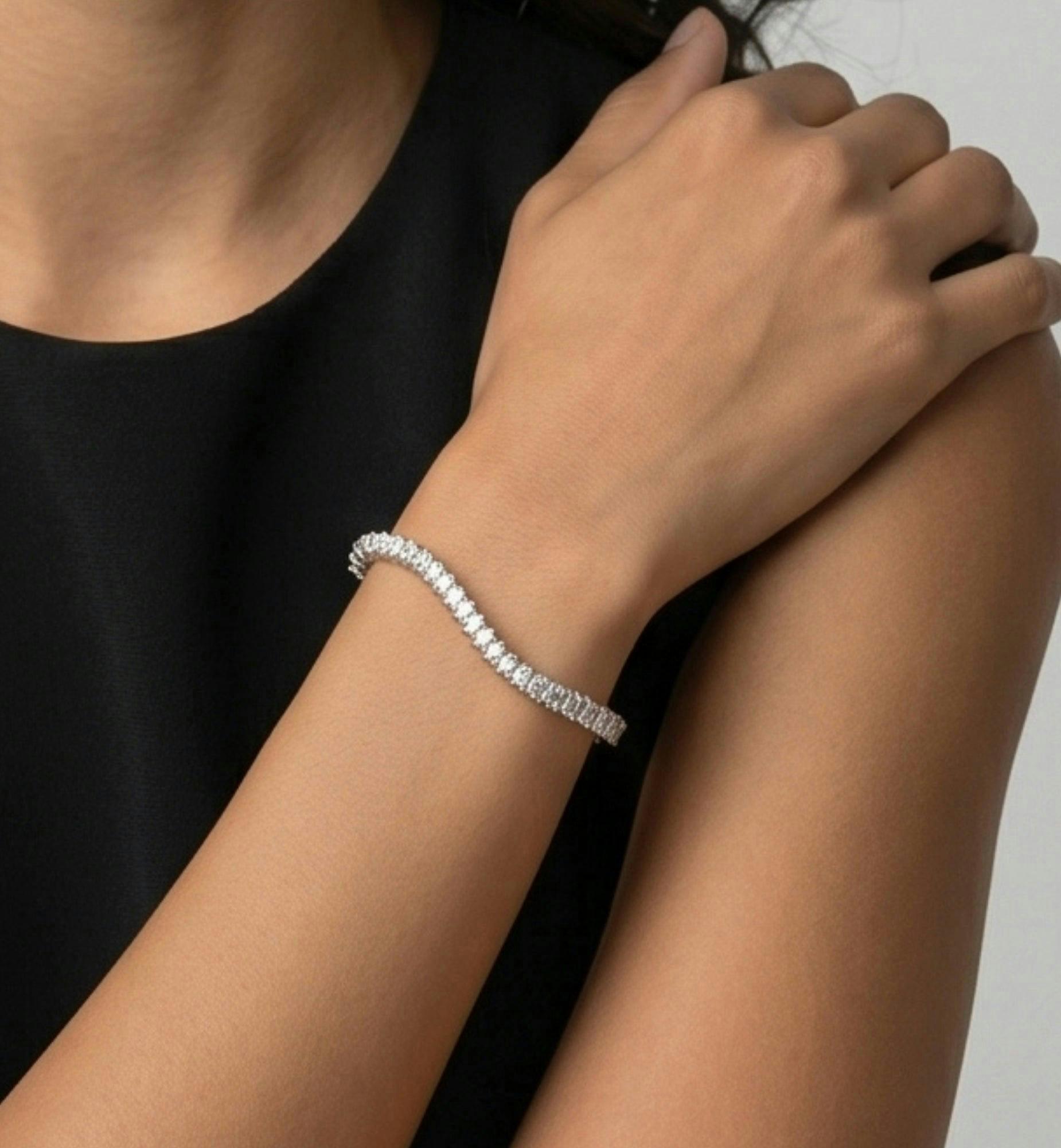 Nami Silver Stone Wave Bangle , view 4 of 5