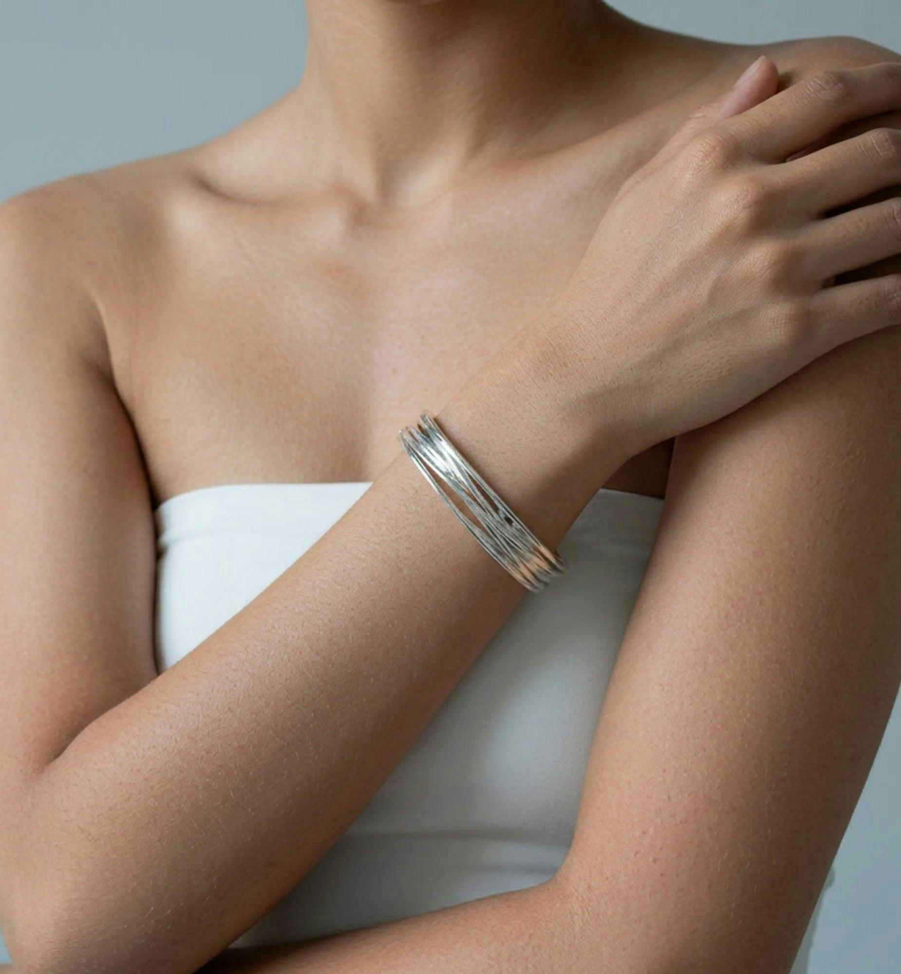 Nami Silver Twist Bangle , view 2 of 6