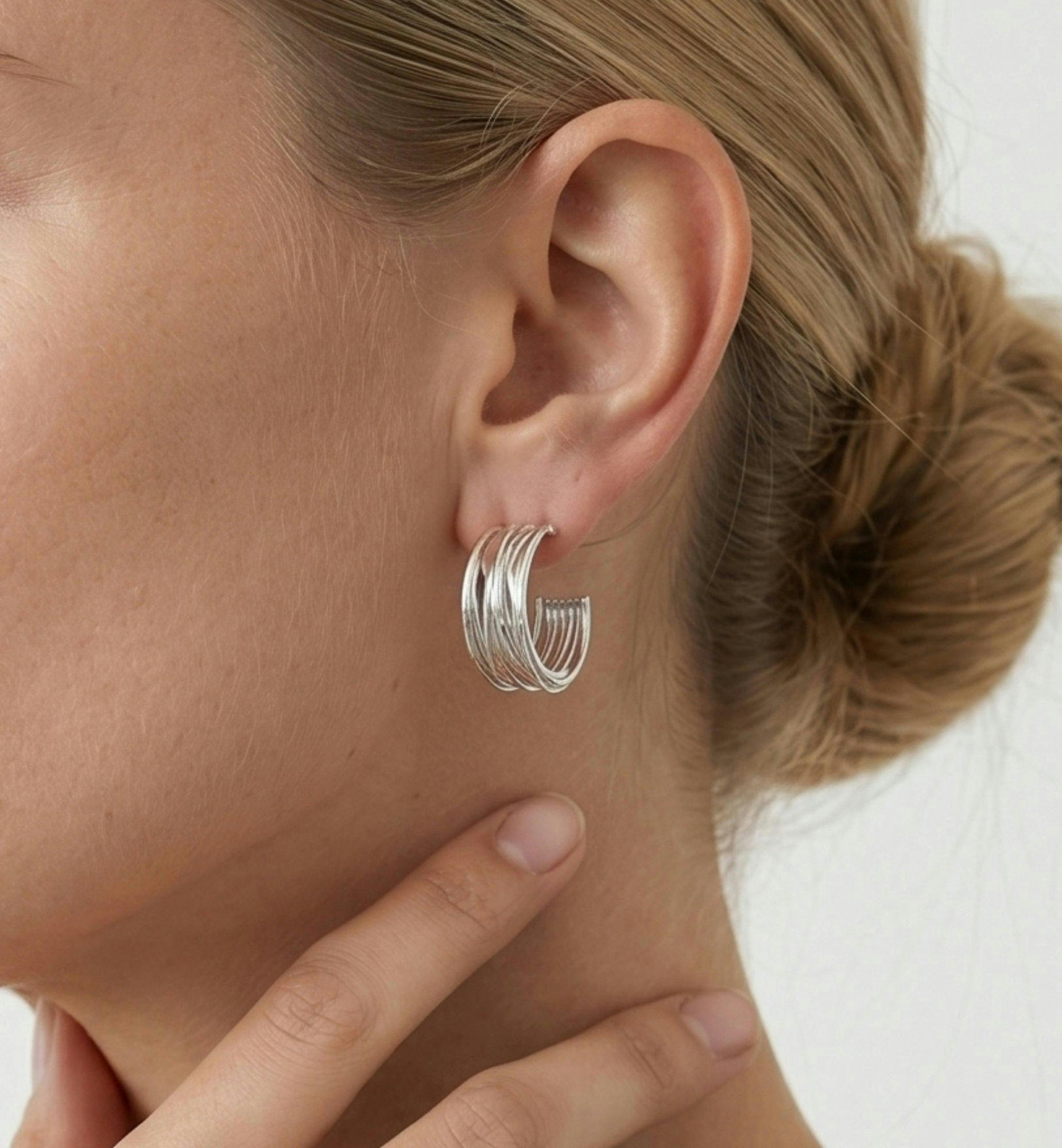 Nami Silver Twist Earrings , view 4 of 6