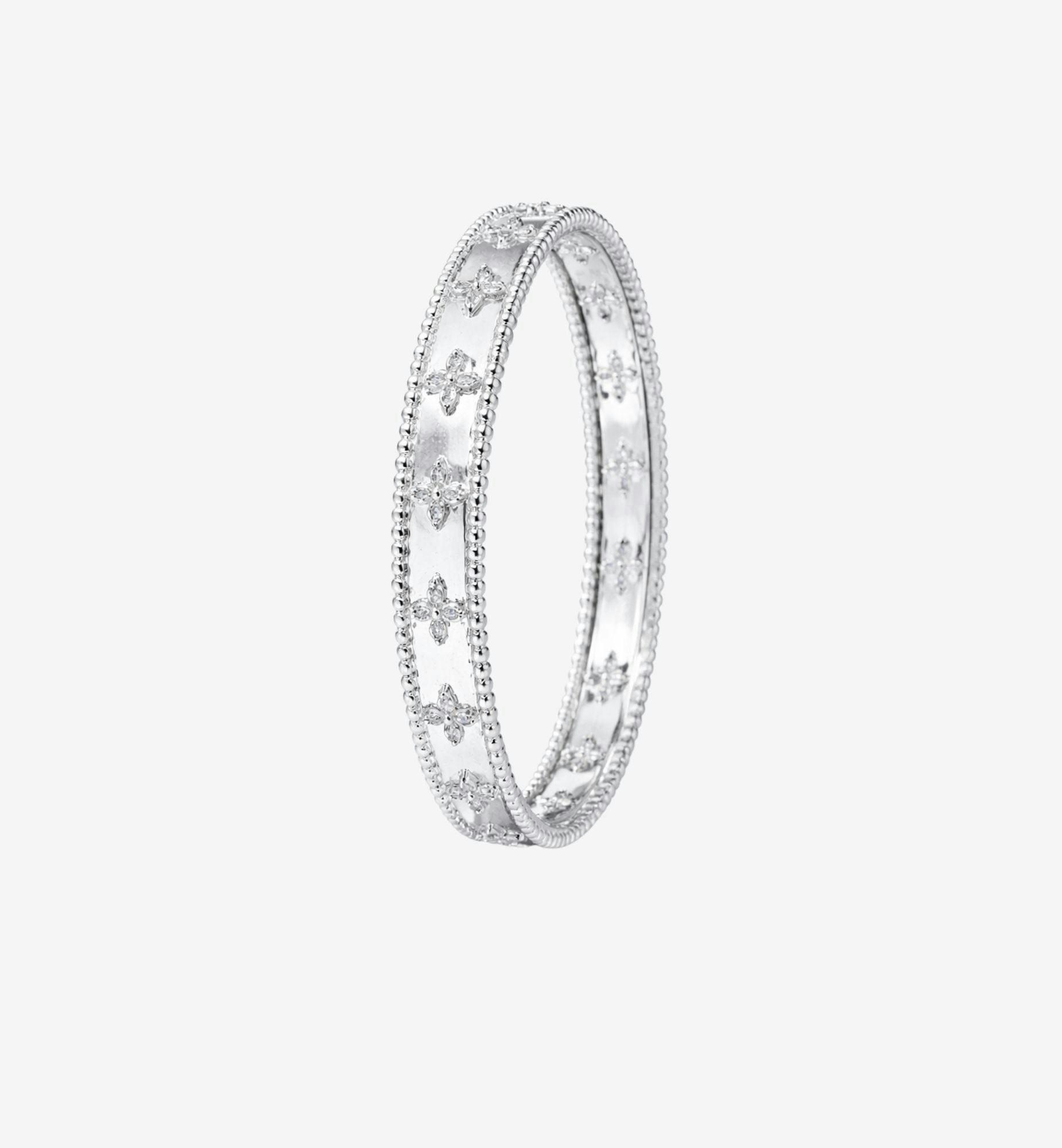 Kinmokusei Silver Bead Floral Bangle , view 3 of 5