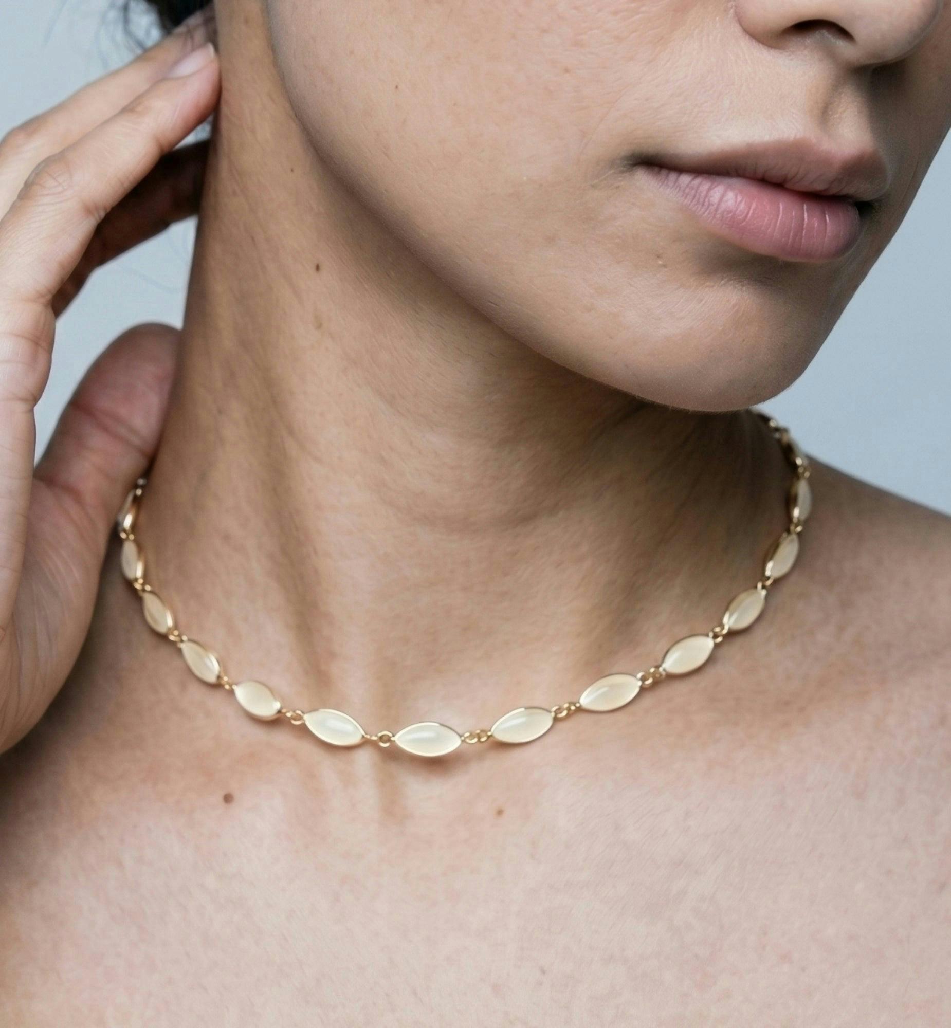 Nekomeishi Cream Cats Eye Necklace , view 4 of 5