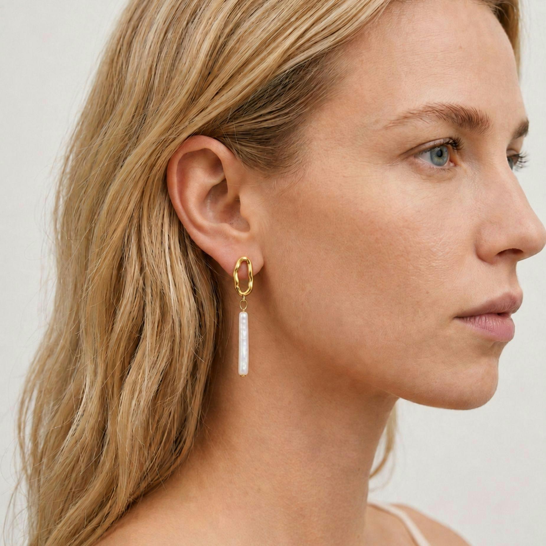 Shinju Gold Pearl Drop Earrings , view 3 of 5