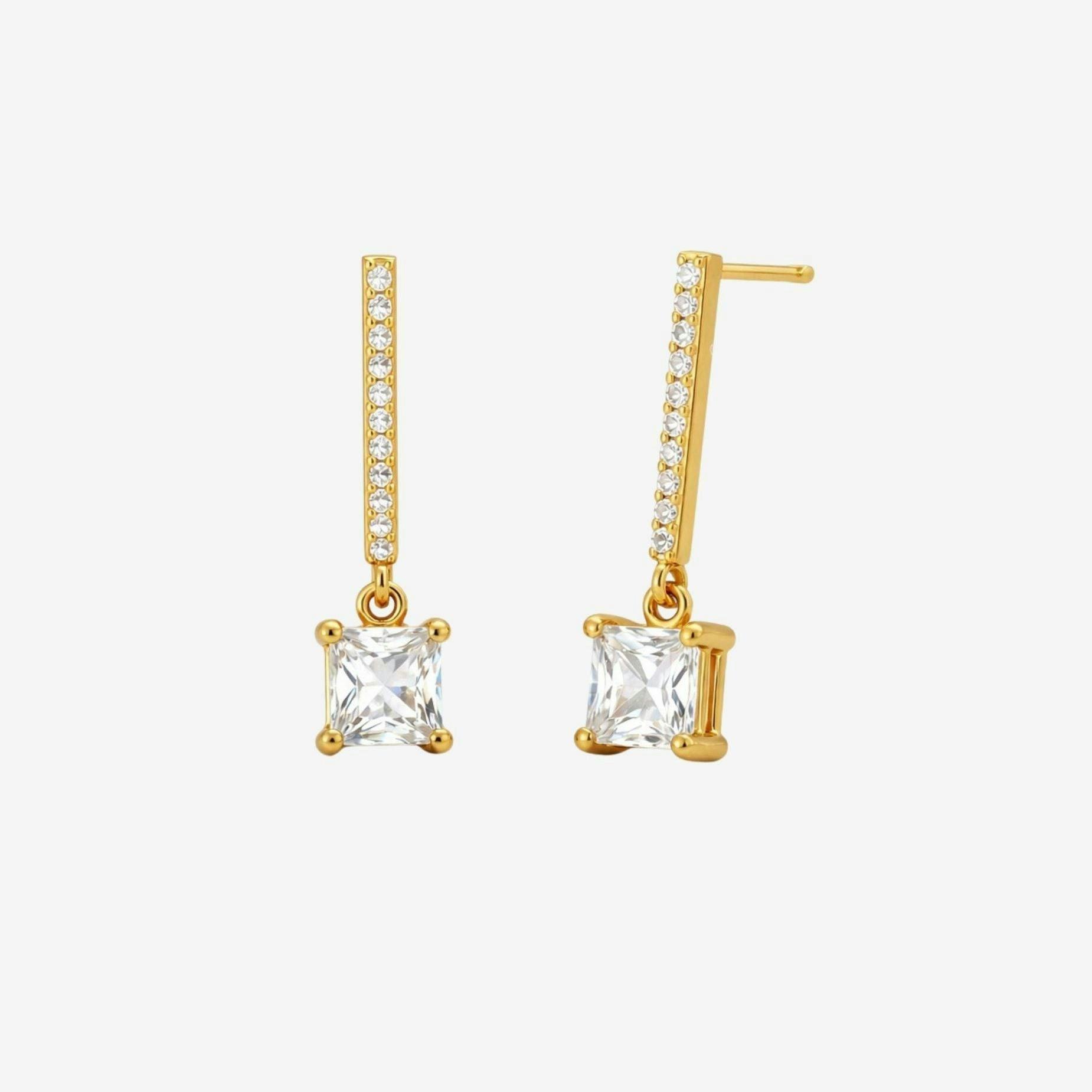 Shikaku Gold Drop Stone Earrings , view 3 of 4