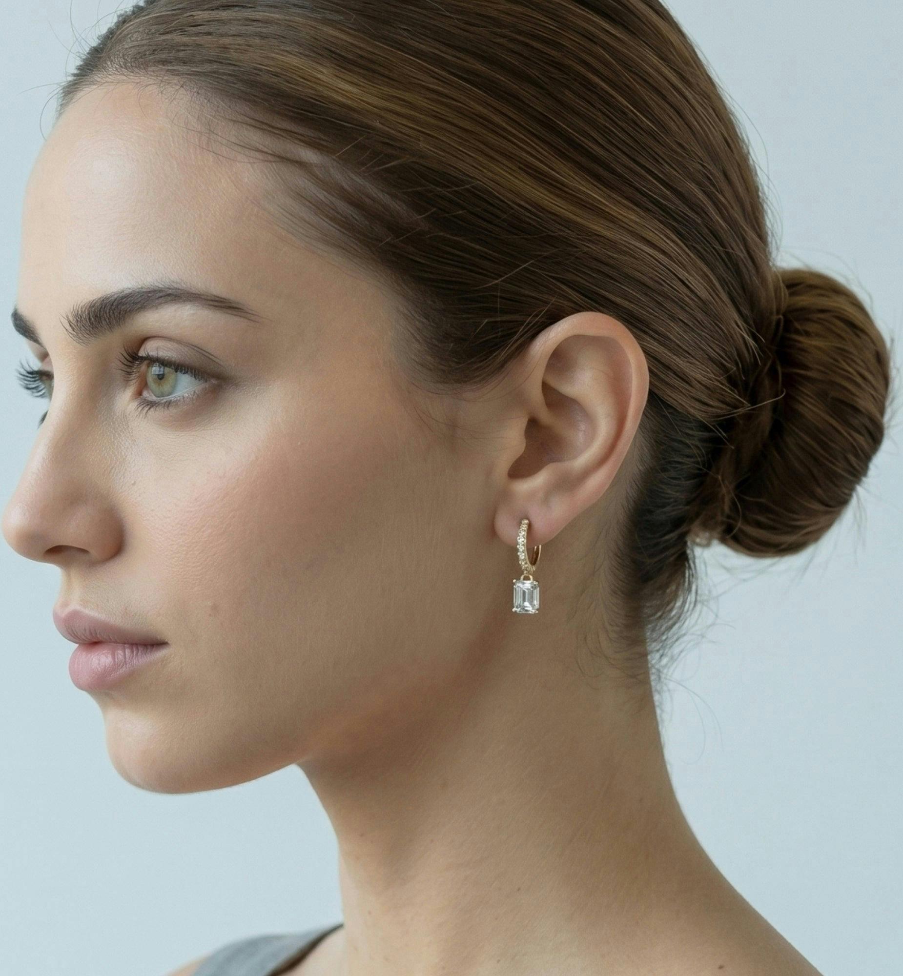 Shikaku Gold Stone Earrings , view 2 of 5