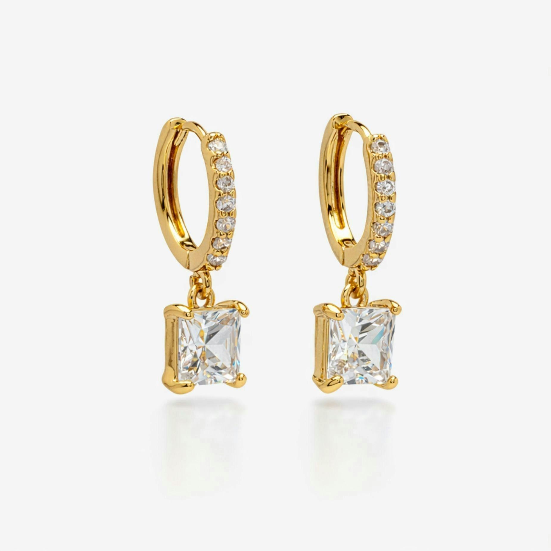 Shikaku Gold Stone Earrings , view 3 of 5
