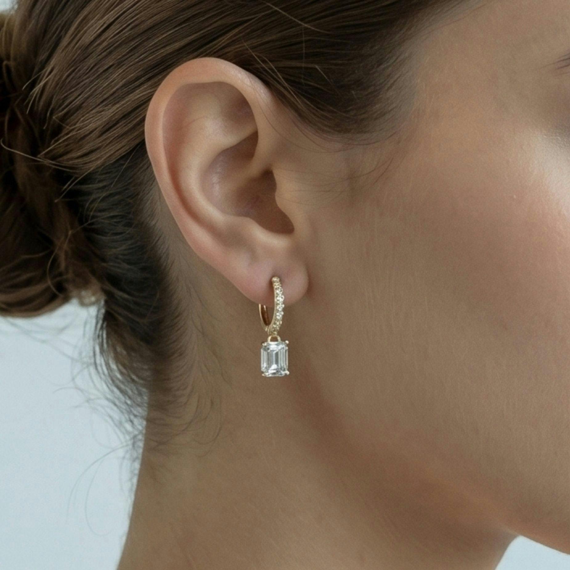 Shikaku Gold Stone Earrings , view 4 of 5