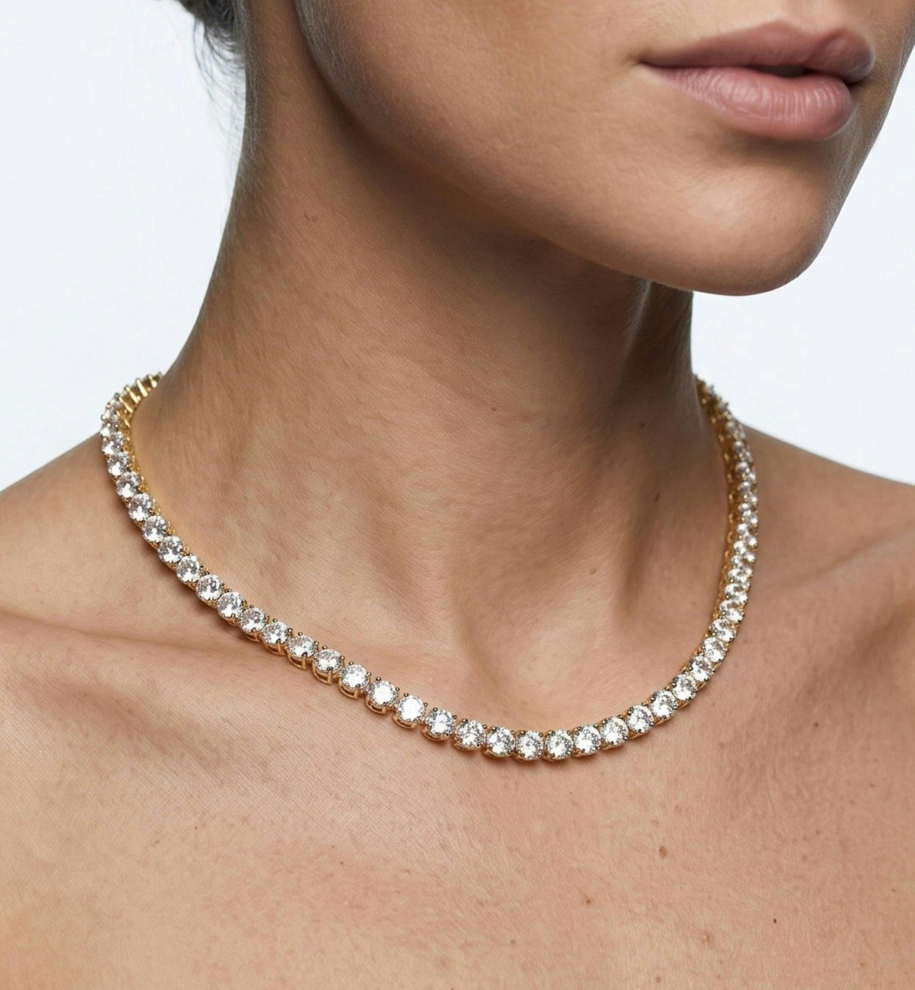 Shikaku Gold Stone Tennis Necklace , view 4 of 5