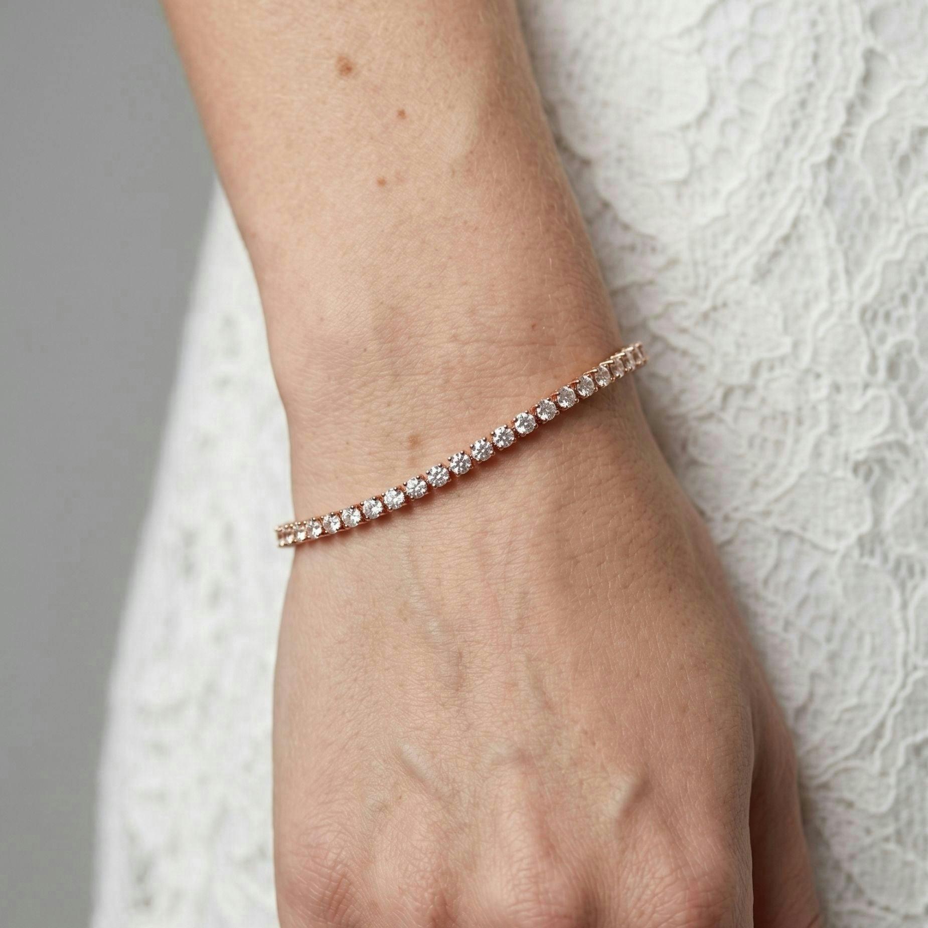 Shikaku Rose Gold Tennis Bracelet , view 3 of 5