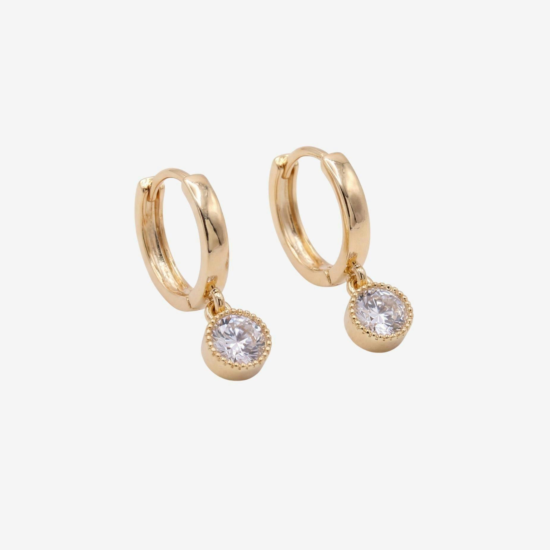 Enso Gold Circle Drop Hoop Earrings , view 3 of 5